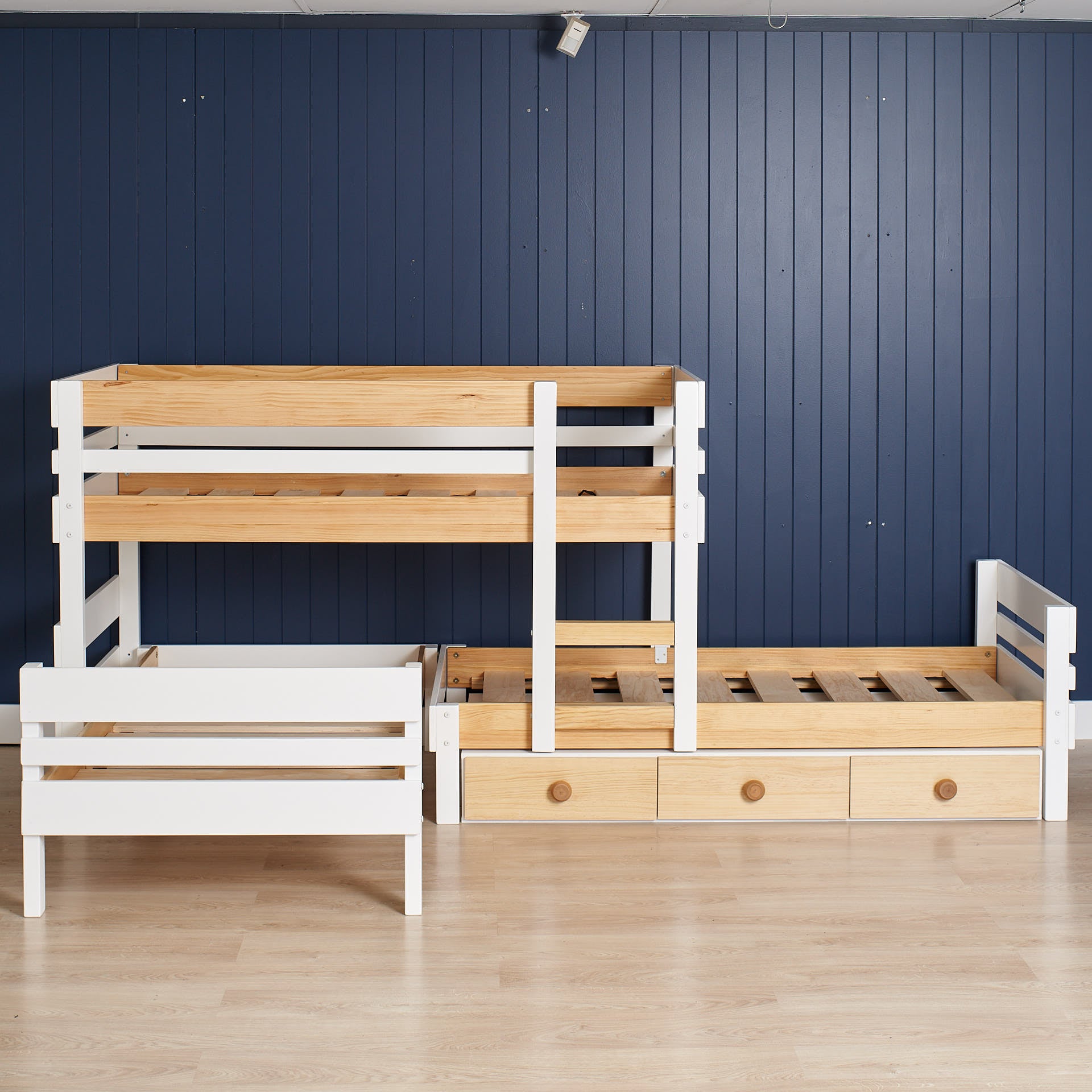 three bed bunk bed with storage
