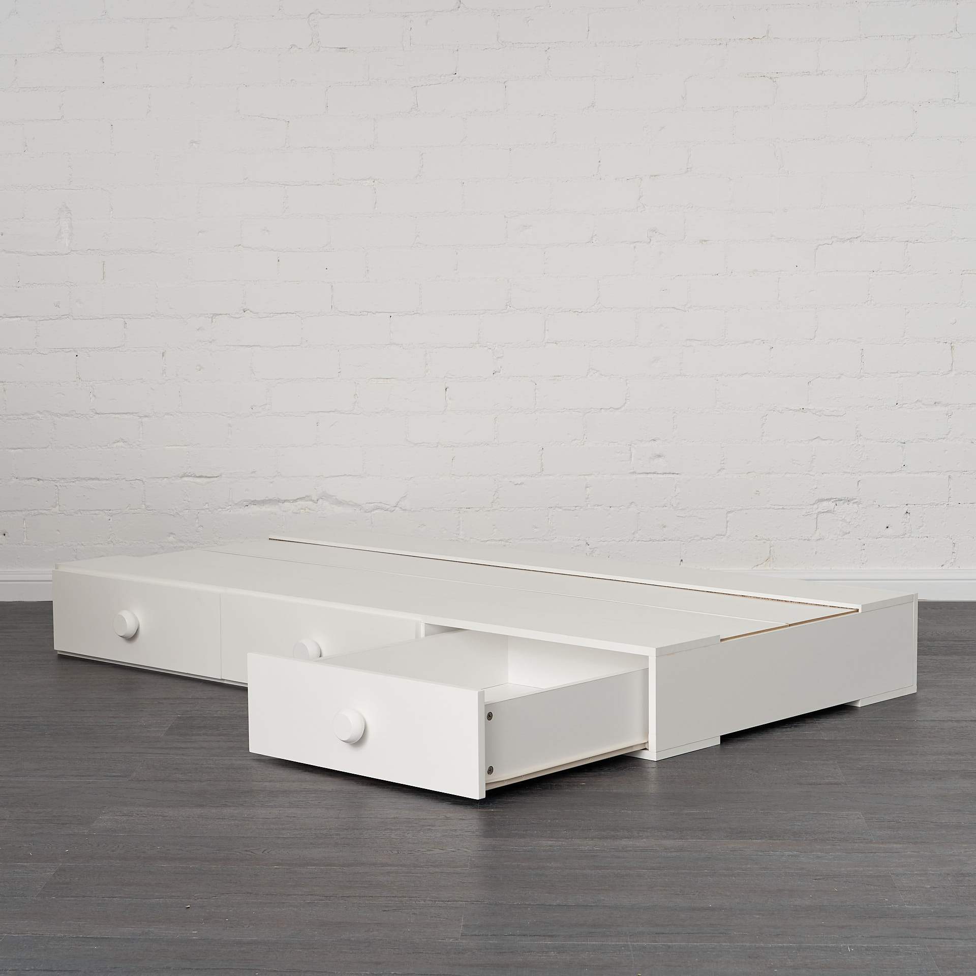 under bed drawer unit shown separate from bunk / bed.
