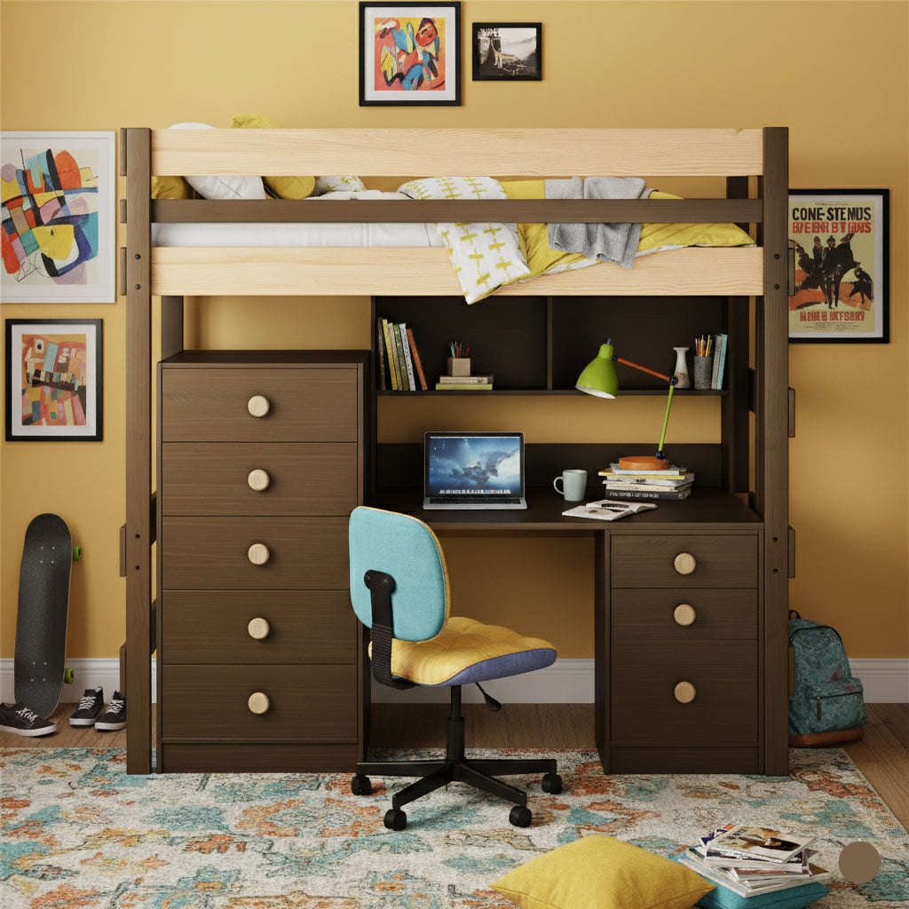 timber loft bed study combination, Canberra