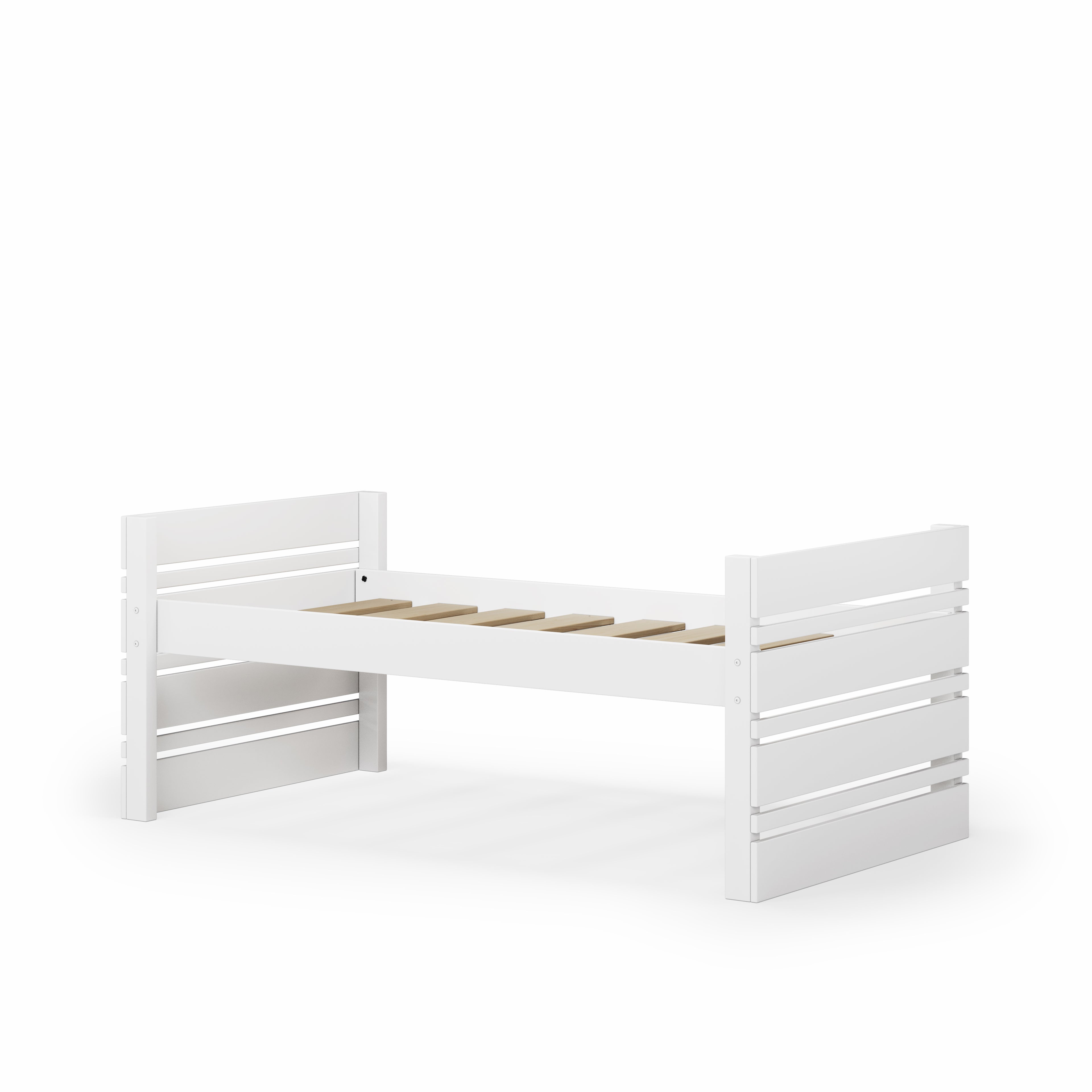 White single Captain bed frame with slatted sides and low profile design.
