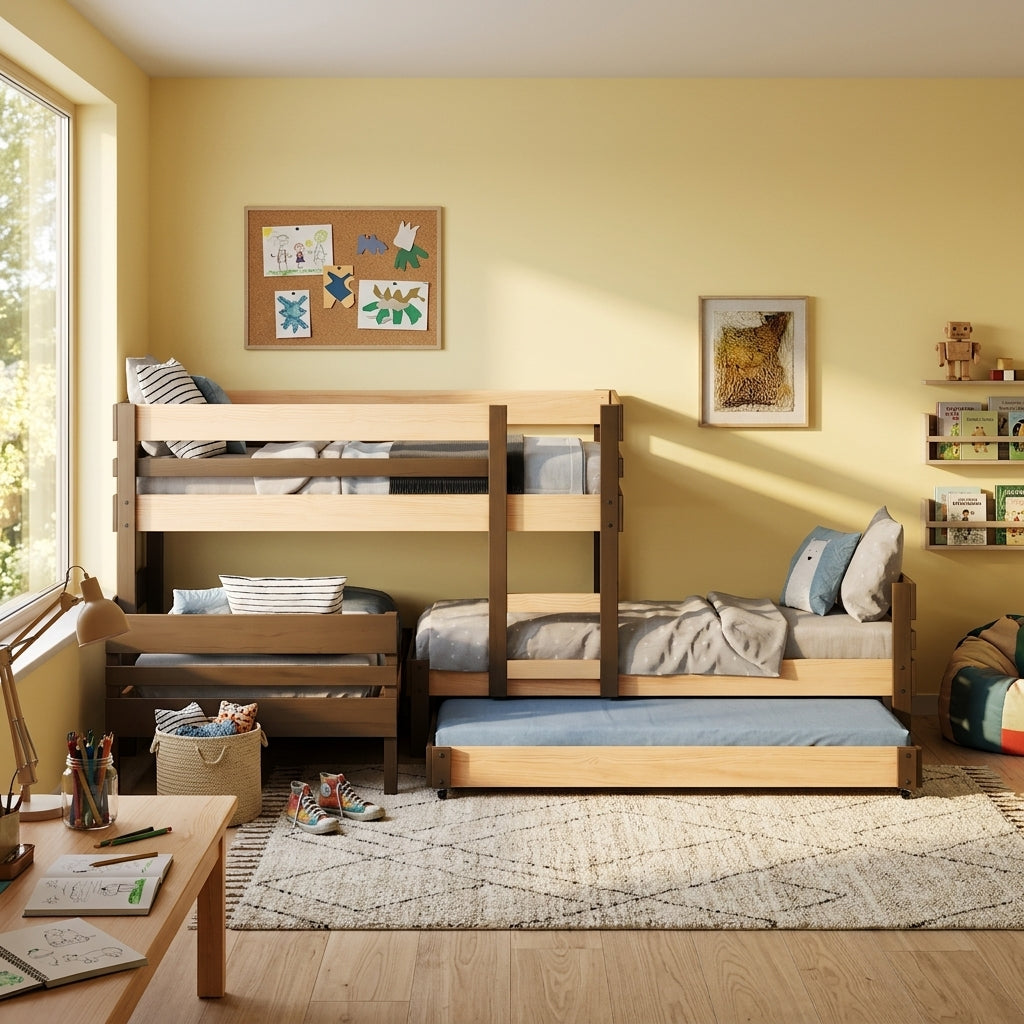Lo-Line Long-Wall Bunk Bed with Standard Bed
