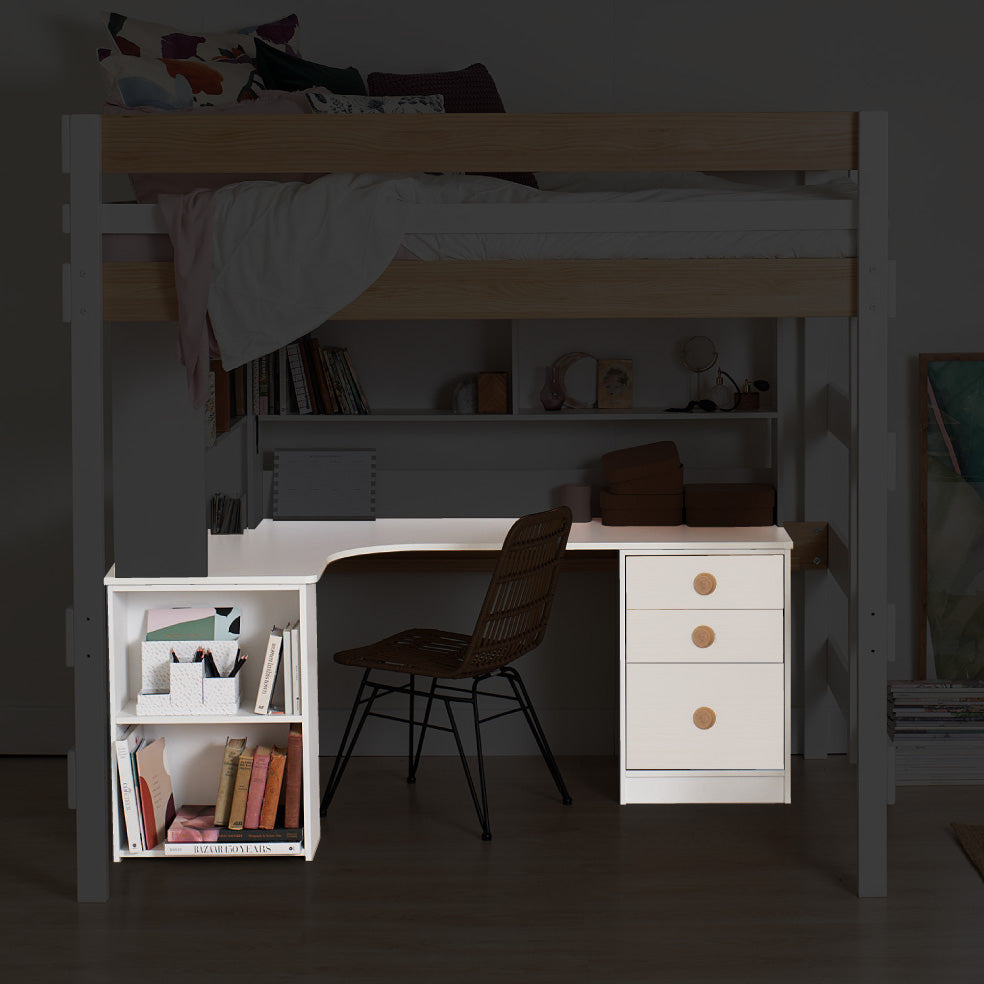 Large Corner Desk with 45cm Chest & Pedestal Shelf Unit