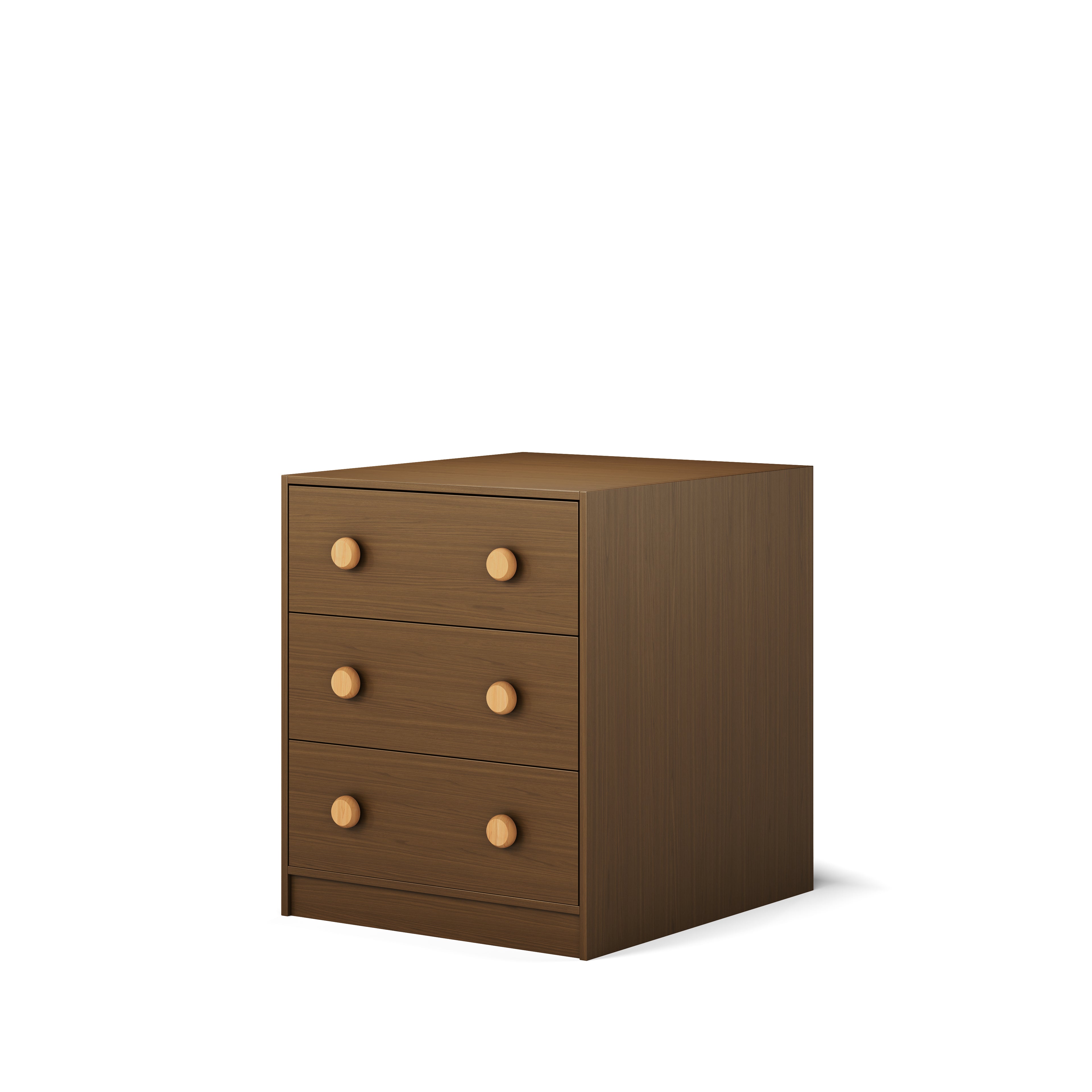Elm wood chest with three drawers, designed to complement bunk beds and loft beds.