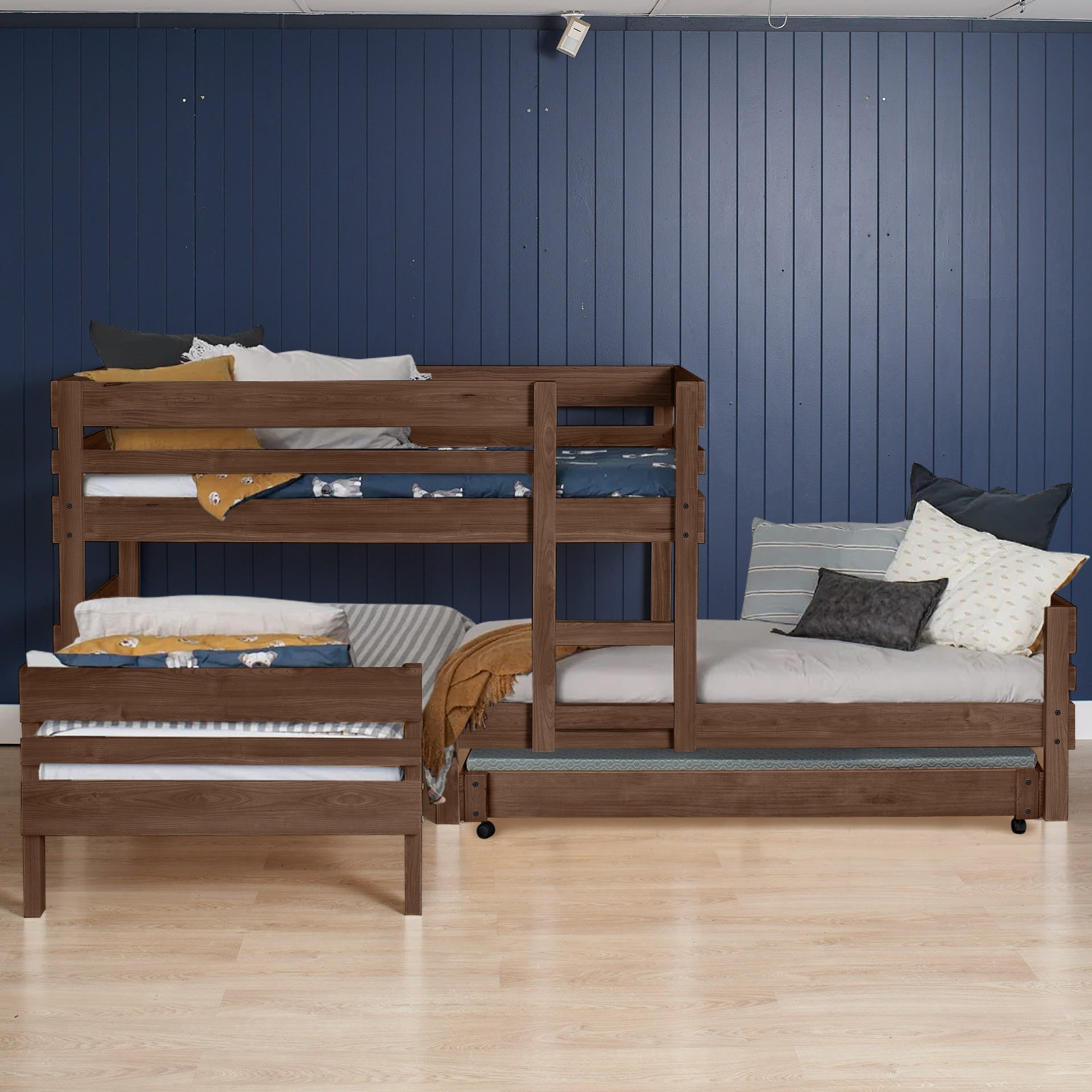 Lo-Line Long-Wall Bunk Bed with Standard Bed