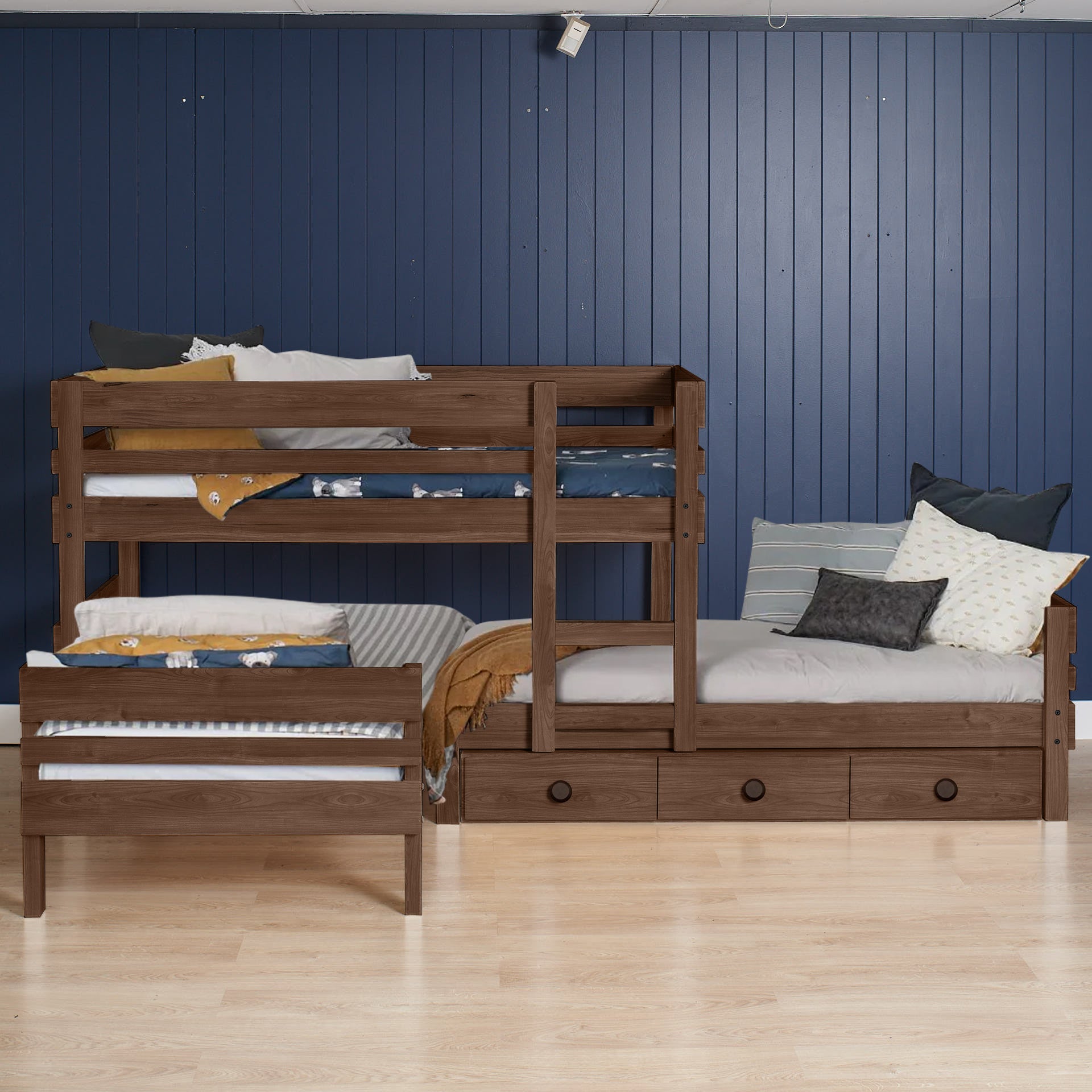 Lo-Line Long-Wall Bunk Bed with Standard Bed