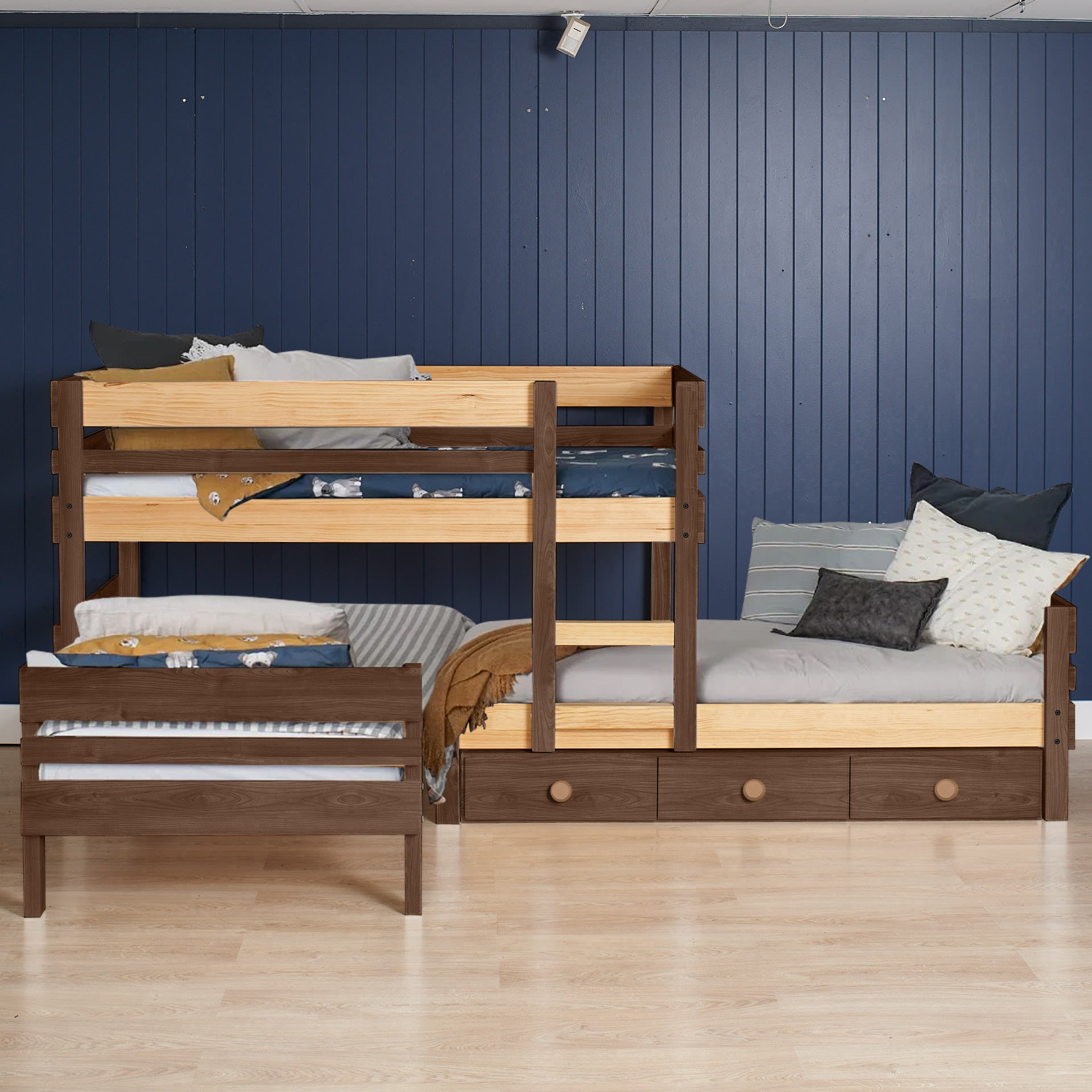Lo-Line Long-Wall Bunk Bed with Standard Bed
