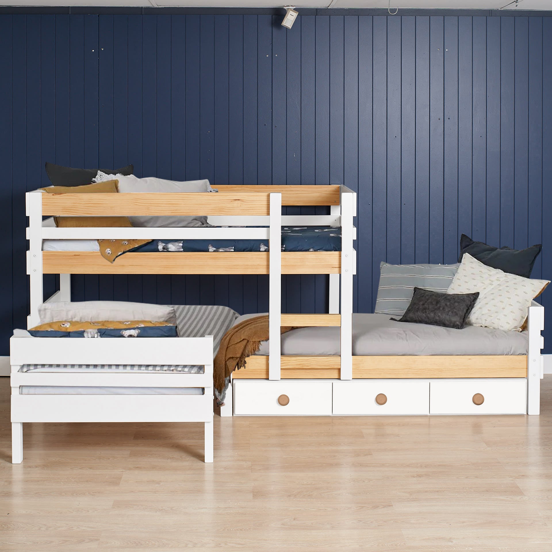 Lo-Line Long-Wall Bunk Bed with Standard Bed