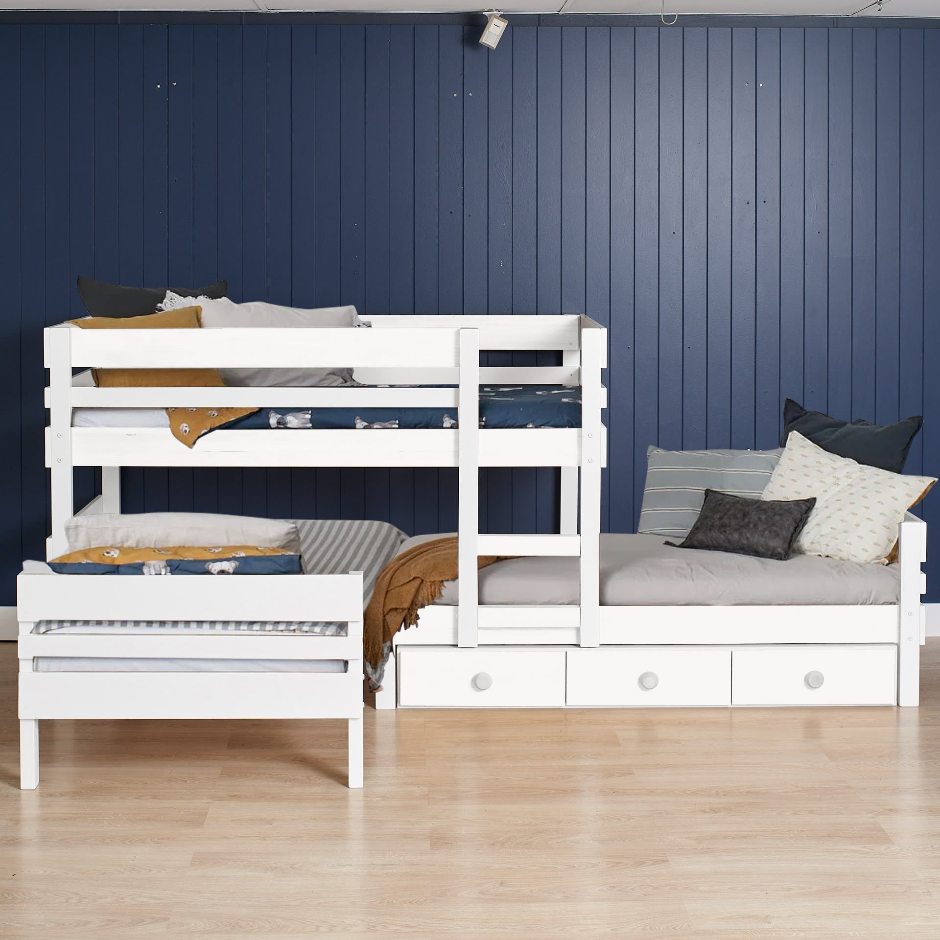 Lo-Line Long-Wall Bunk Bed with Standard Bed