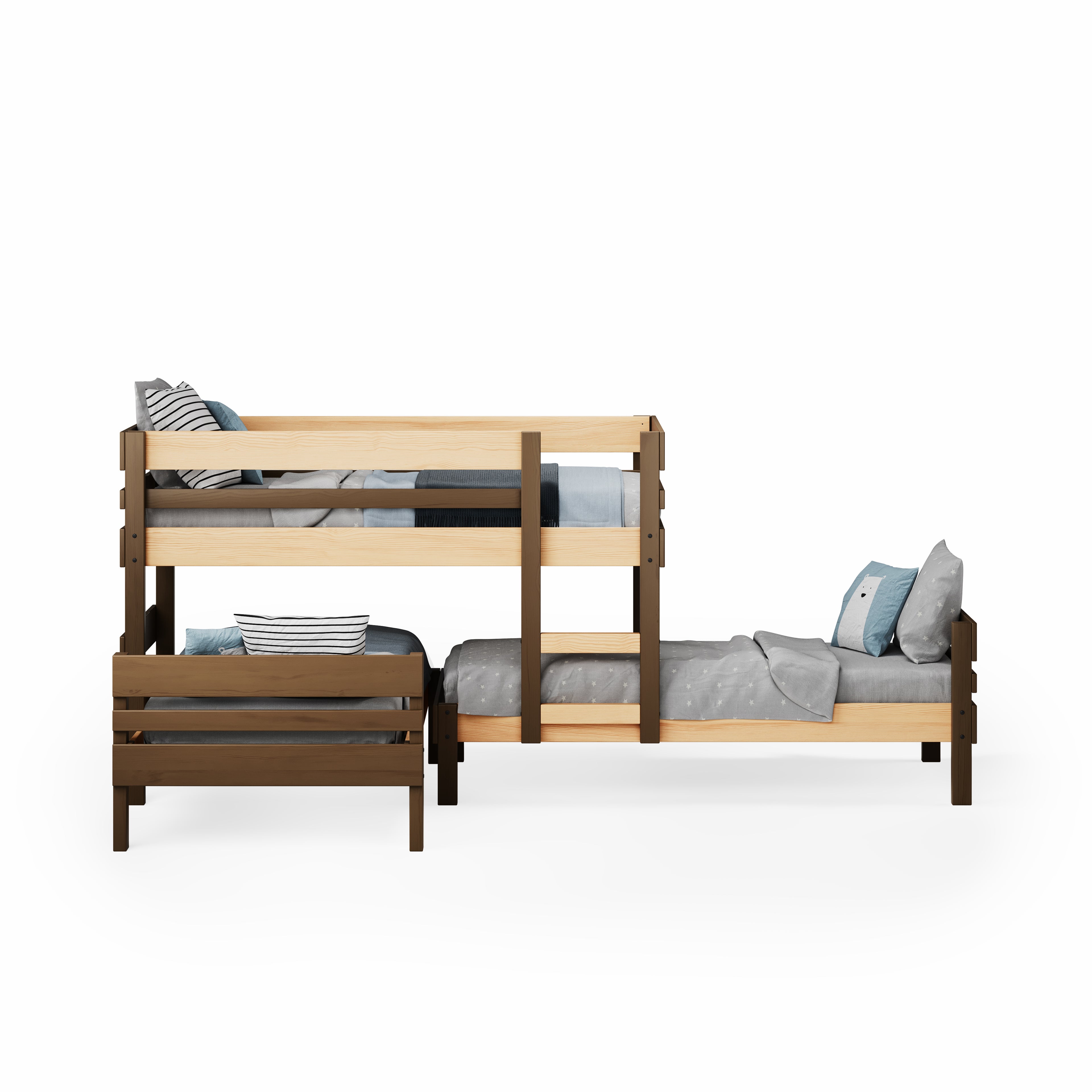 Lo-Line Long-Wall Bunk Bed with Standard Bed
