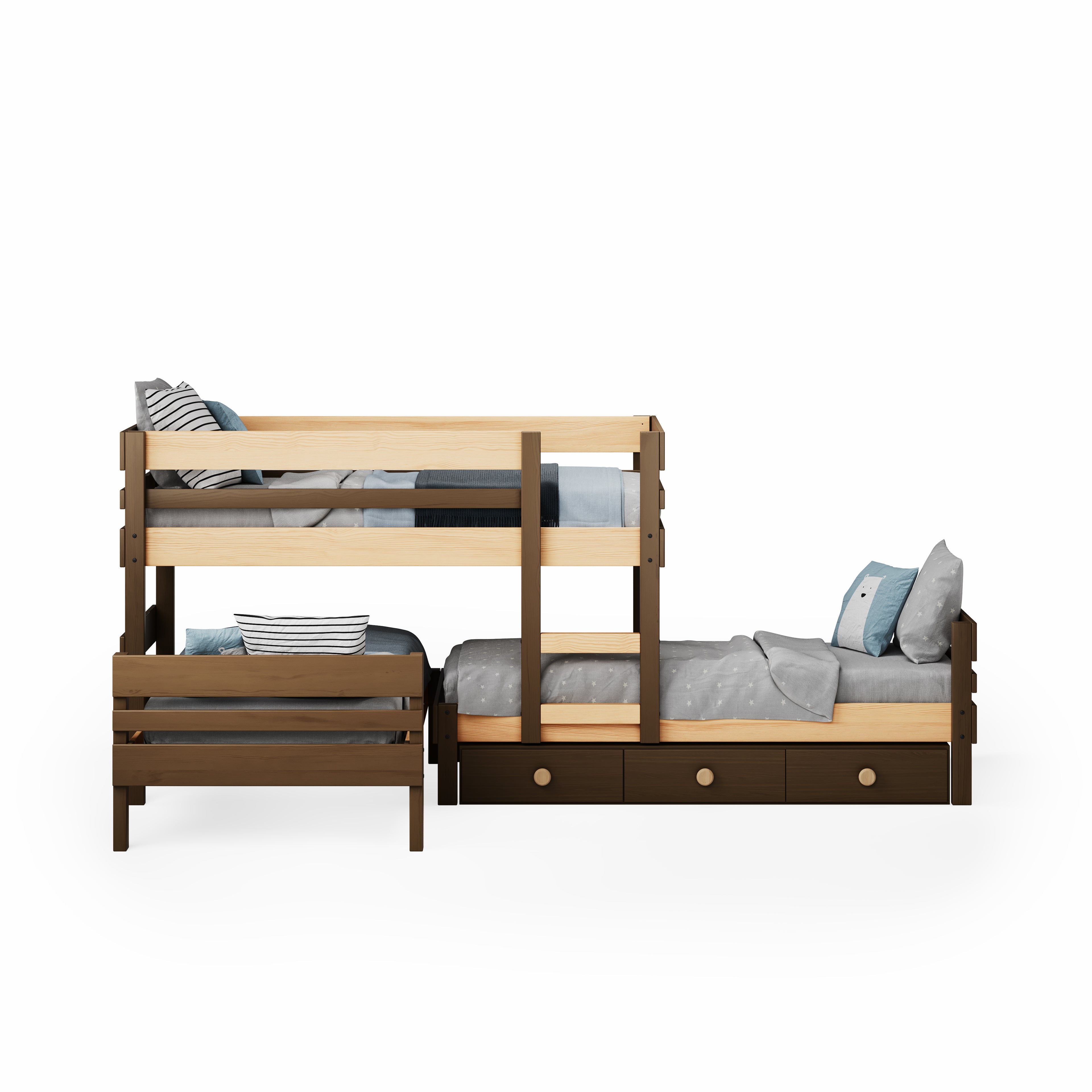 Lo-Line Long-Wall Bunk Bed with Standard Bed