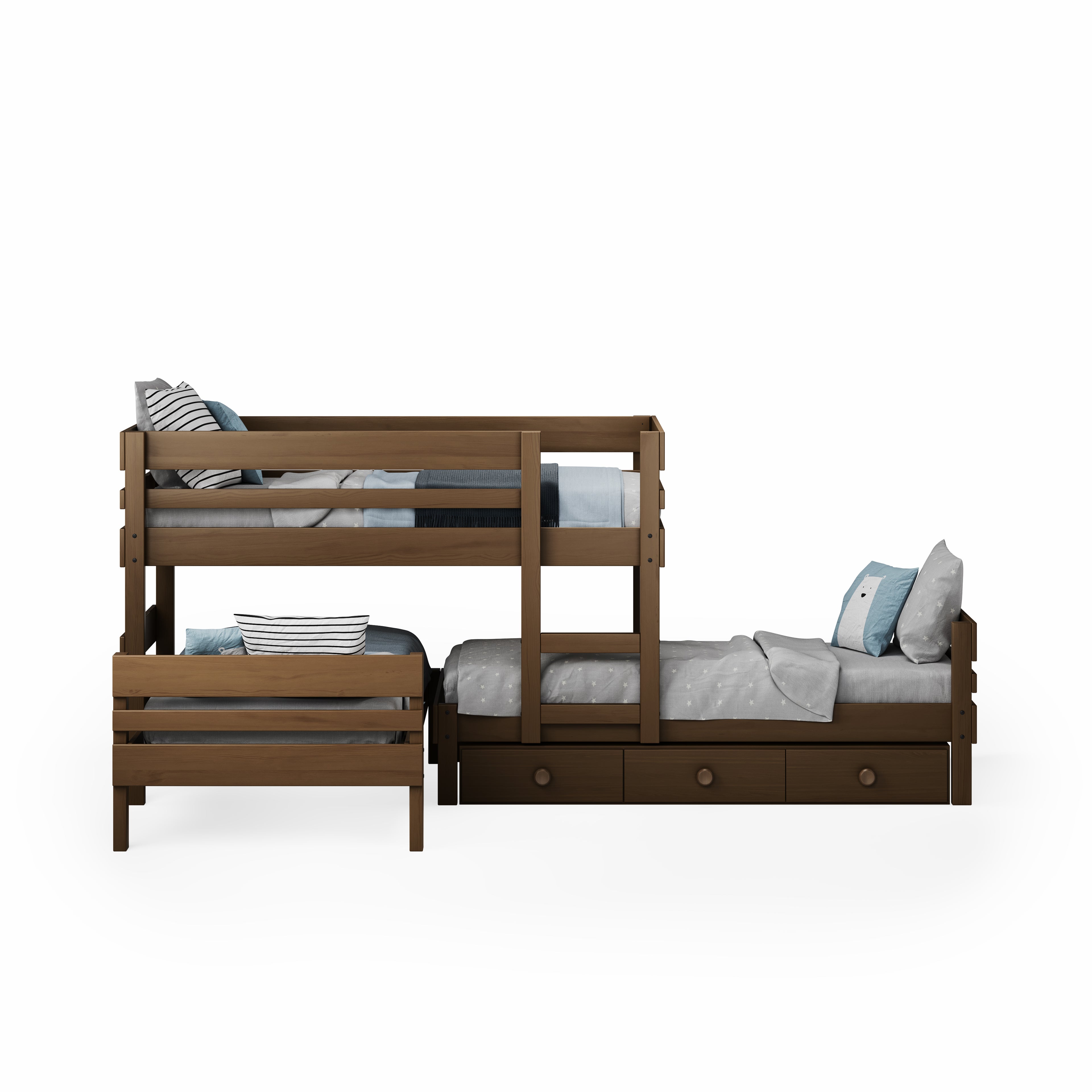 Lo-Line Long-Wall Bunk Bed with Standard Bed