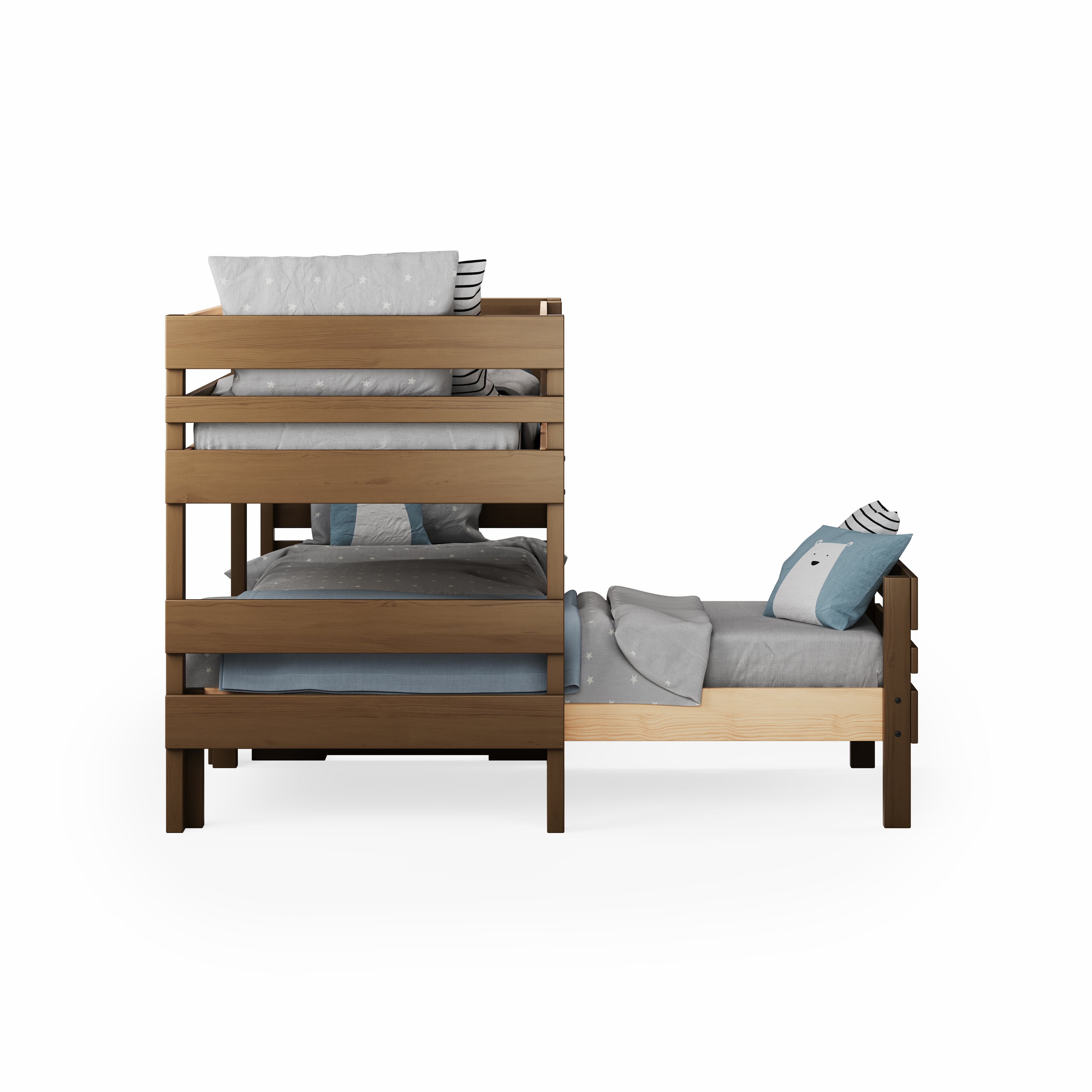 Lo-Line Long-Wall Bunk Bed with Standard Bed