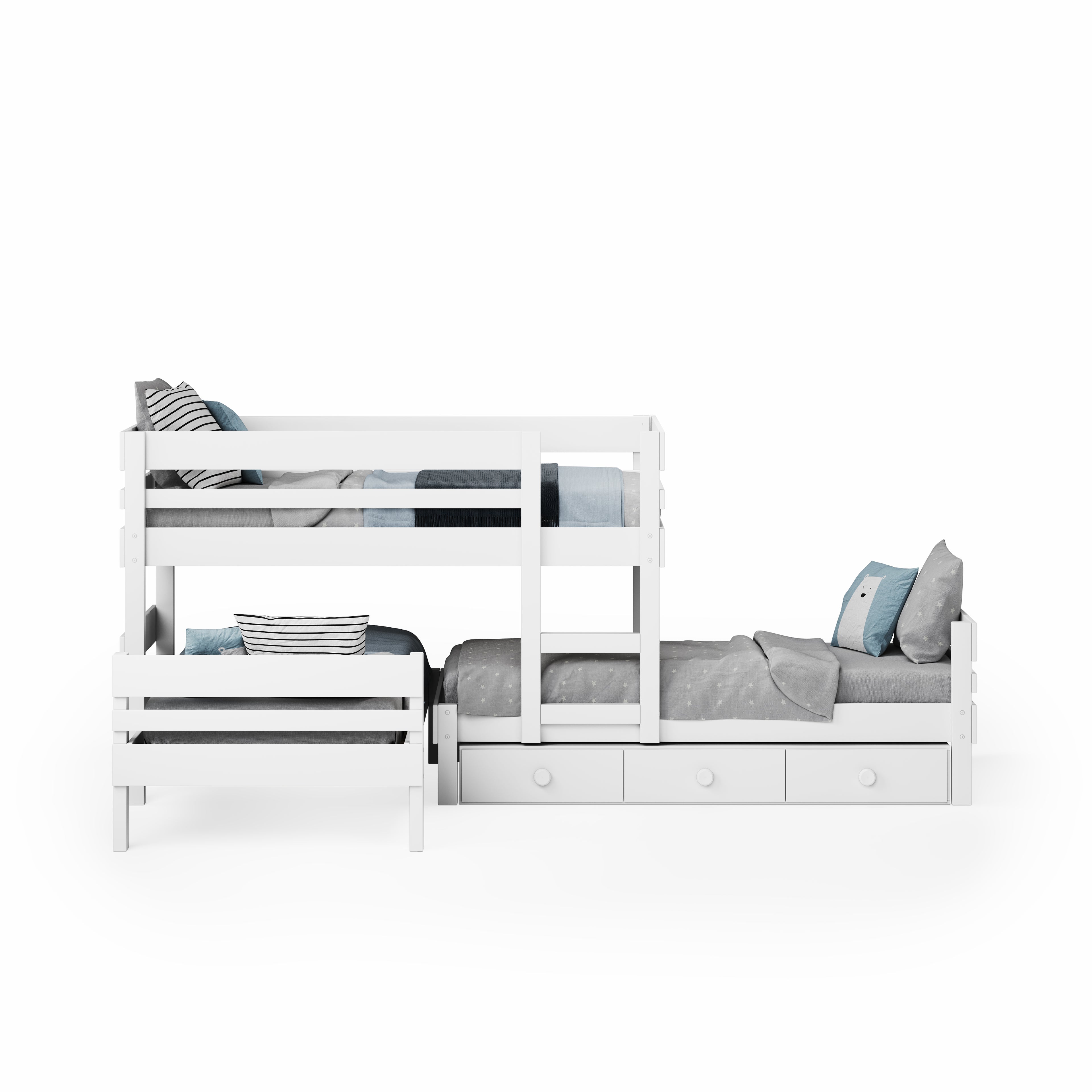 Lo-Line Long-Wall Bunk Bed with Standard Bed