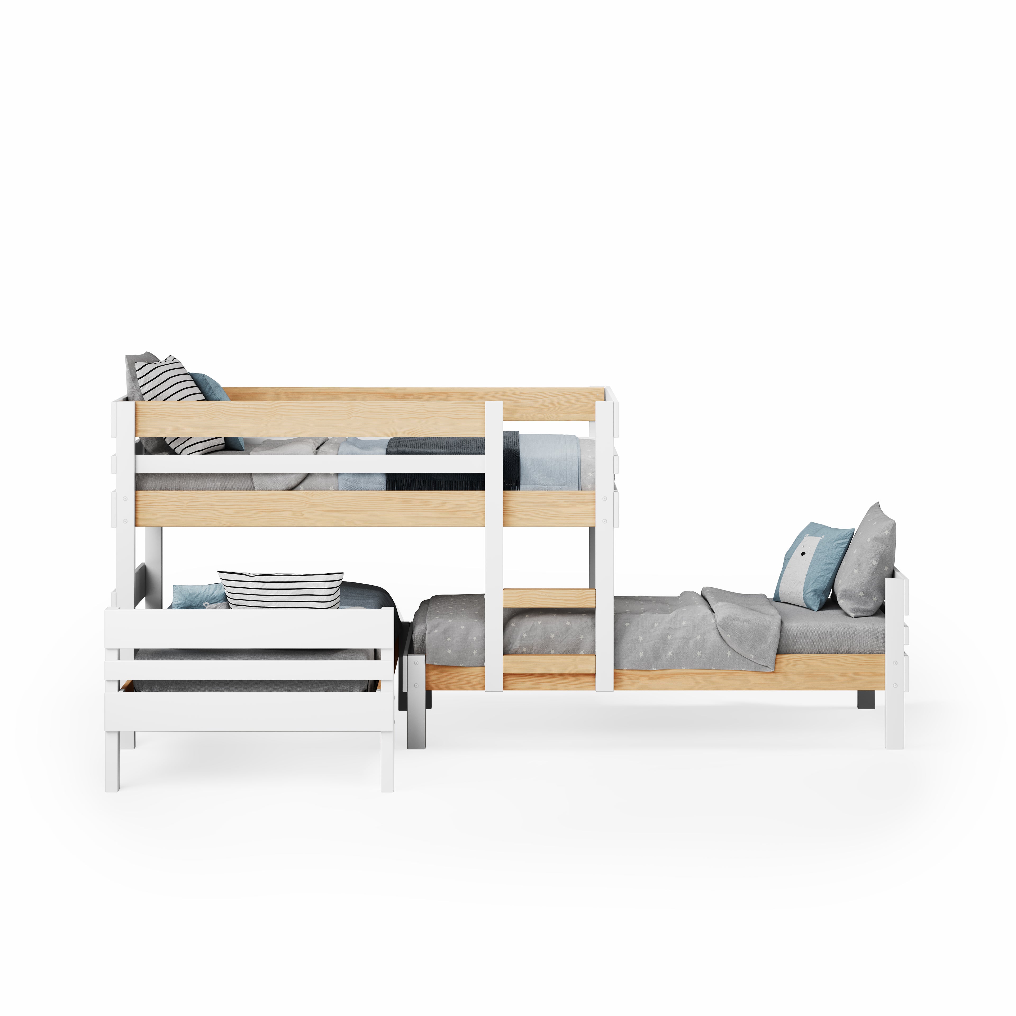 Lo-Line Long-Wall Bunk Bed with Standard Bed