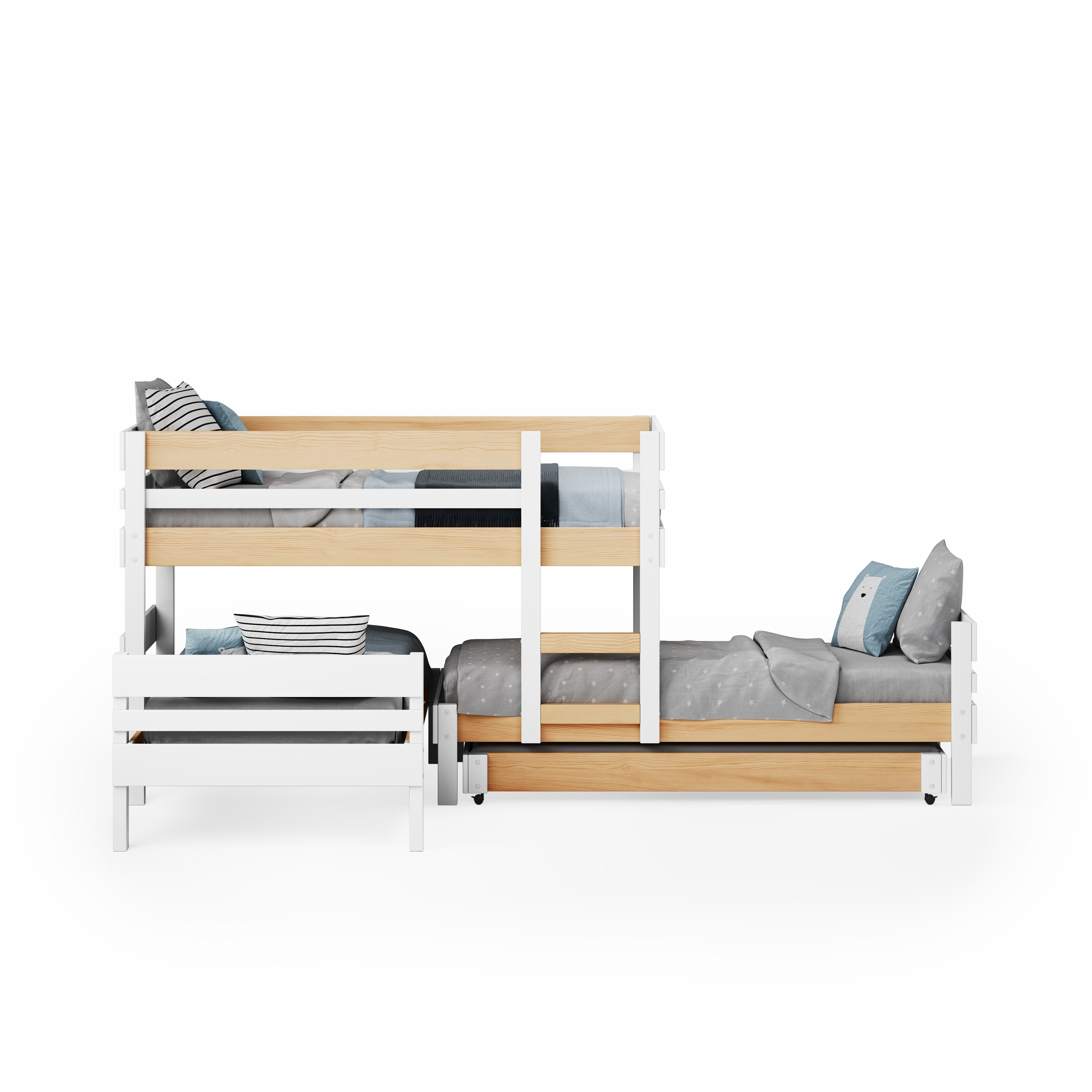 Lo-Line Long-Wall Bunk Bed with Standard Bed