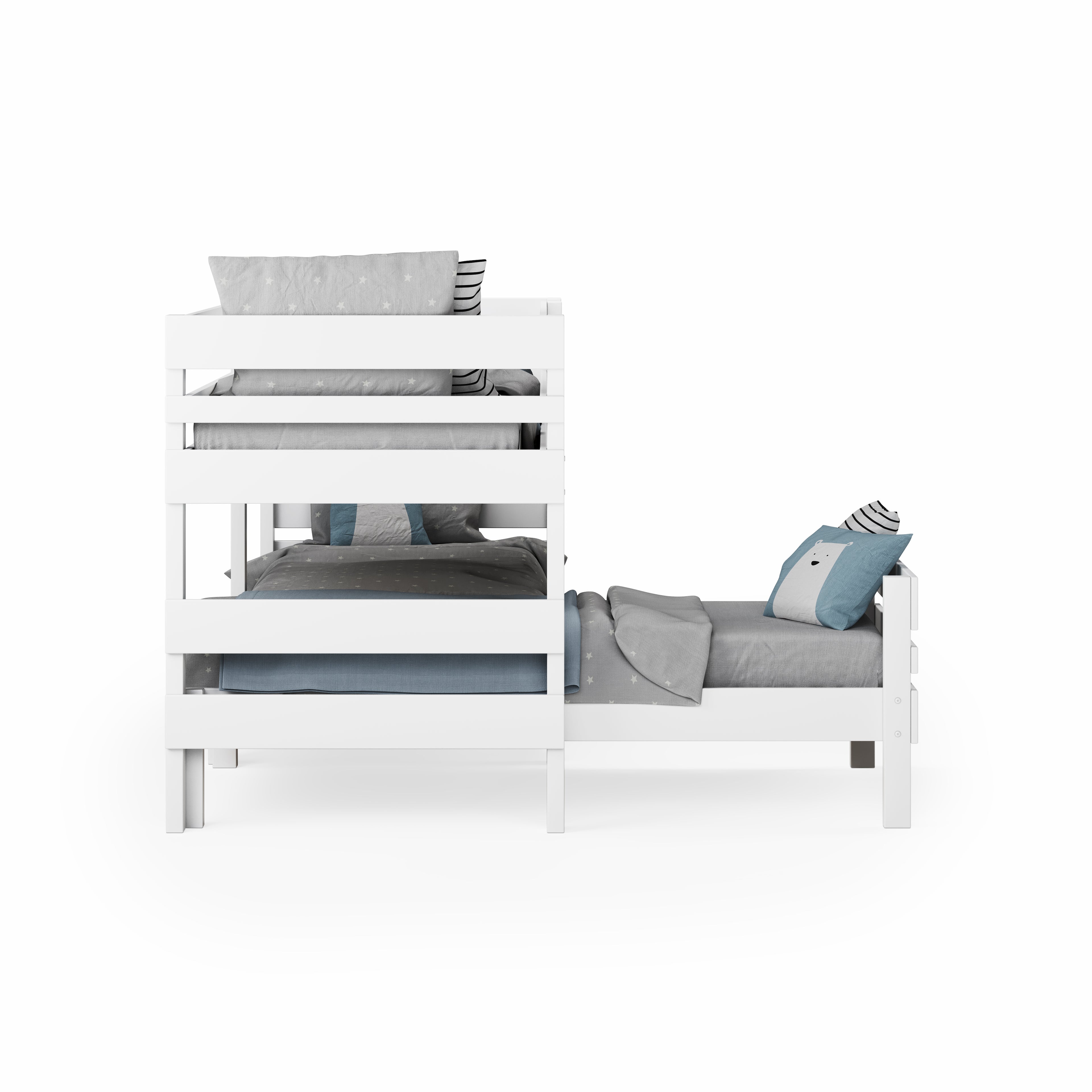 Lo-Line Long-Wall Bunk Bed with Standard Bed