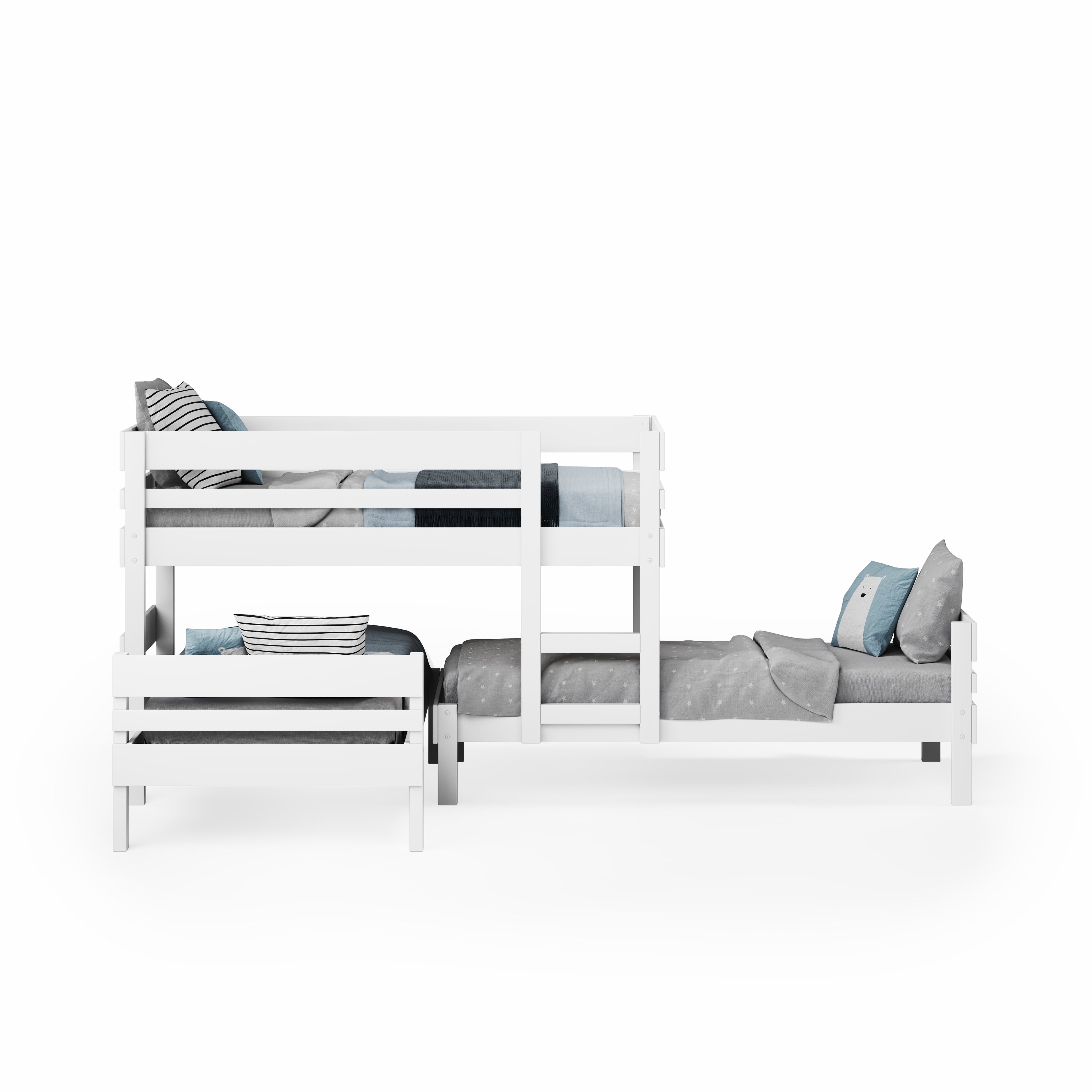 Lo-Line Long-Wall Bunk Bed with Standard Bed