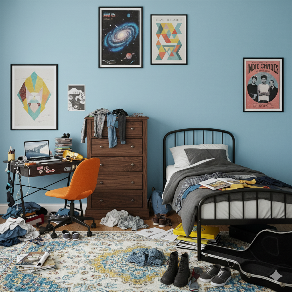 Messy teen bedroom