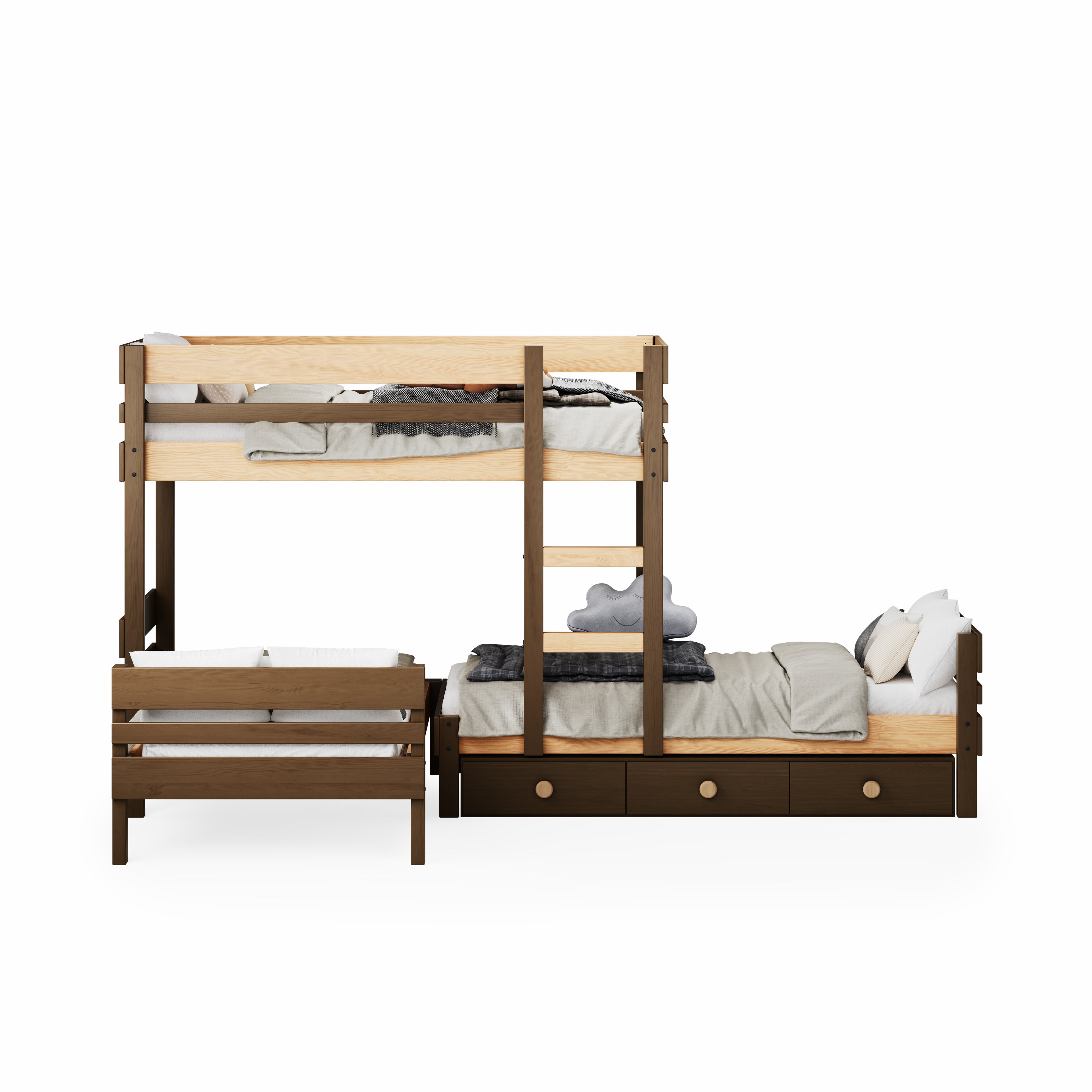 Mid-Line Long-Wall Bunk Bed with Standard Bed