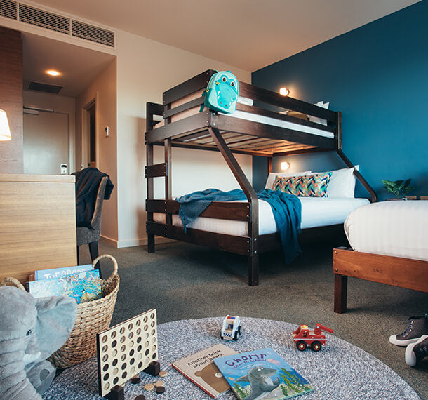 Port Lincoln Hotel Bunkers commercial bunk bed setting with Bunkers Single over Double Bunk Bed