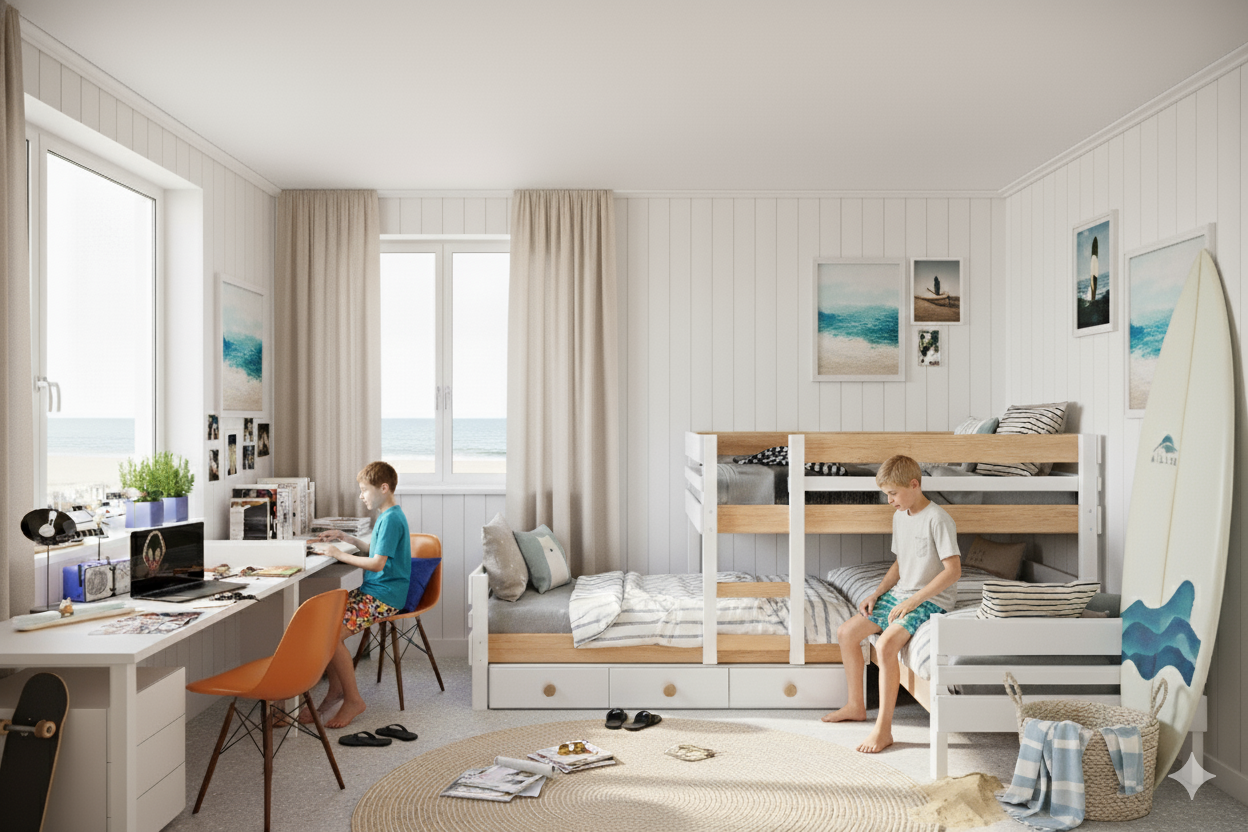 beach house setting with 3 bed bunk bed, Perth 