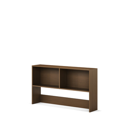 Native elm wood bench bookcase with open shelves, designed to fit under a bunk bed or loft bed.