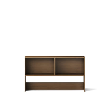 Native elm wood Bench Bookcase with two upper compartments and lower shelf, designed for bunk bed or loft bed storage.