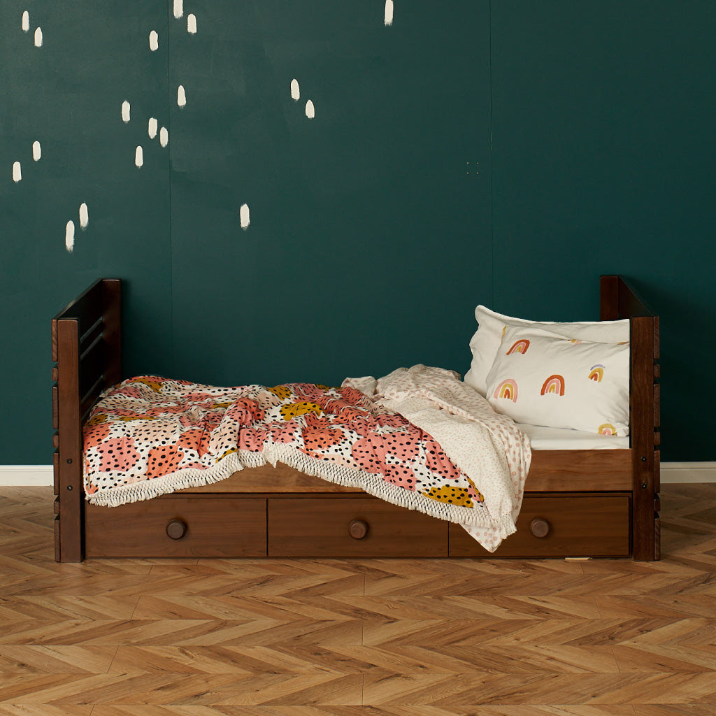 Captain Bed with under bed drawers in elm finish