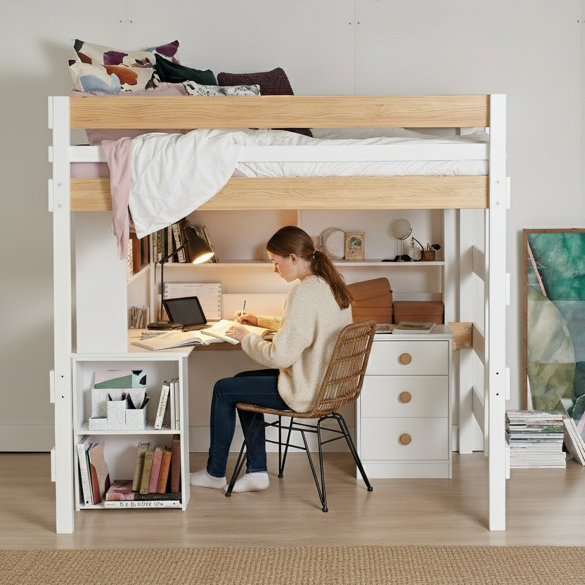 Loft Bed Corner Desk Space Saver