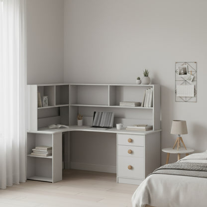 Large Corner Desk with 45cm Chest &amp; Pedestal Shelf Unit