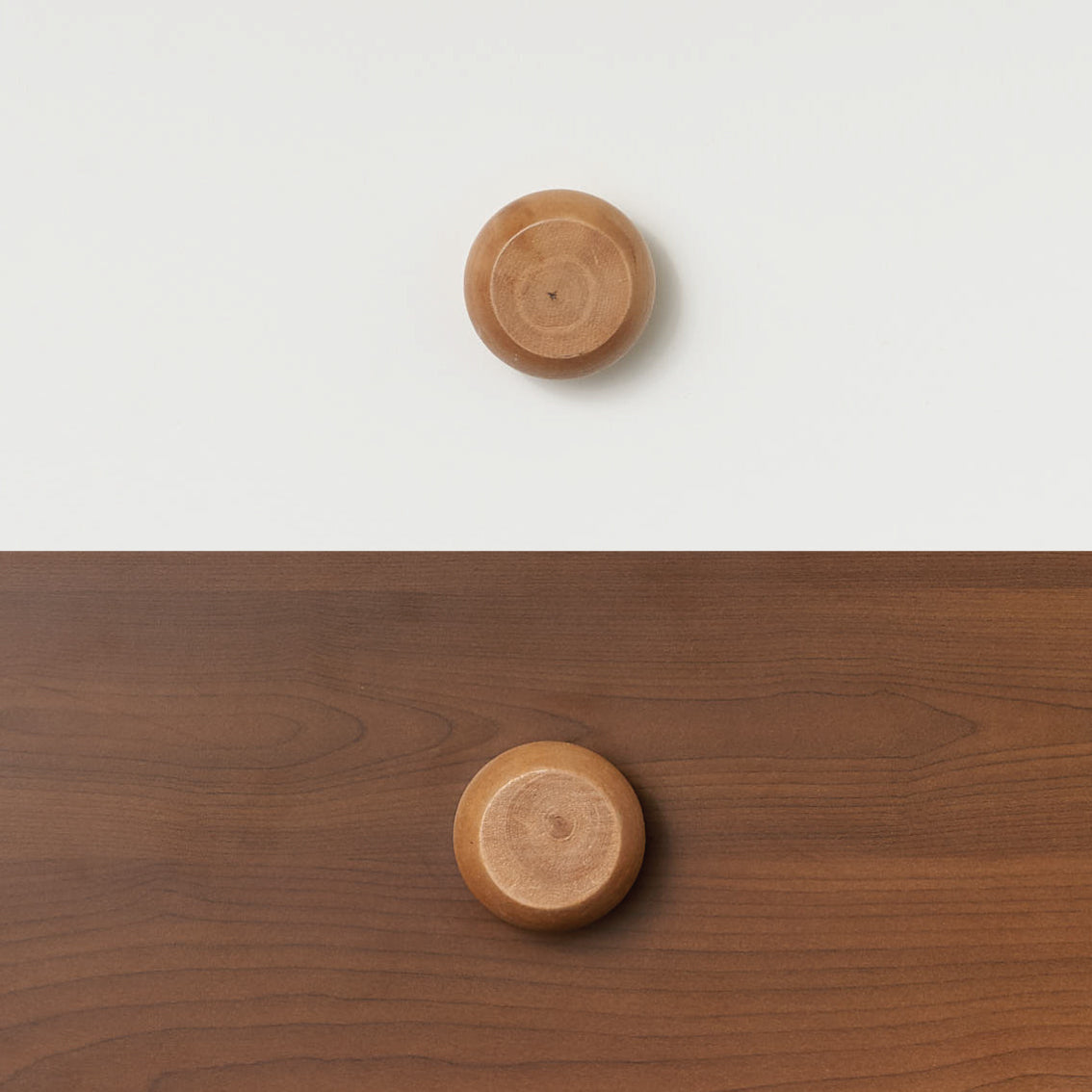 Round native elm timber handle mounted on wood panel for bunk bed or loft bed.