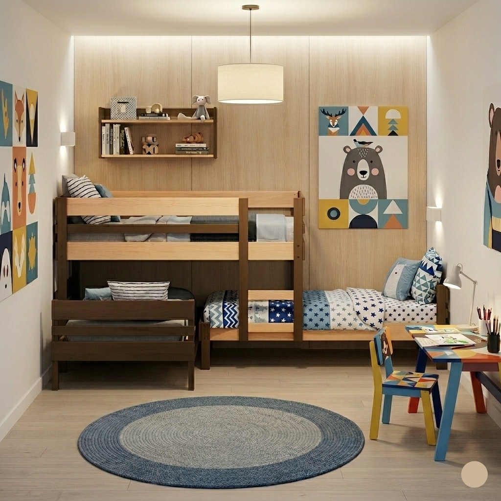 Lo-Line Long-Wall Bunk Bed with Standard Bed