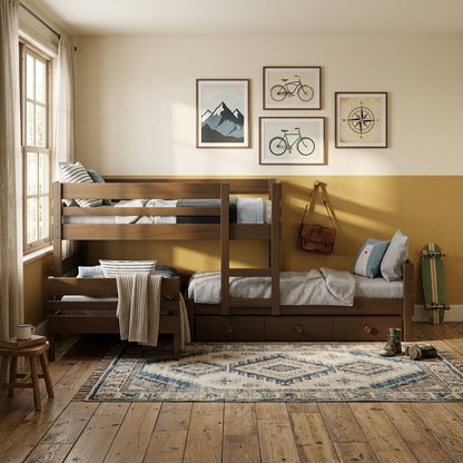 Lo-Line Long-Wall Bunk Bed with Standard Bed