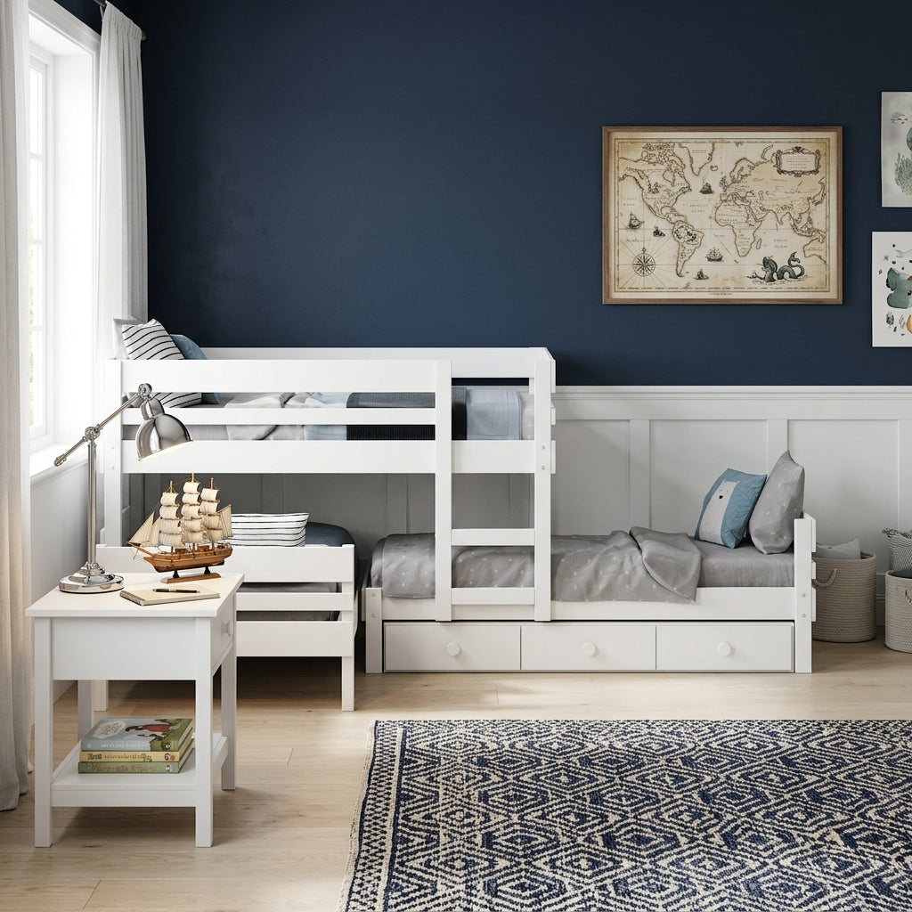 Lo-Line Long-Wall Bunk Bed with Standard Bed