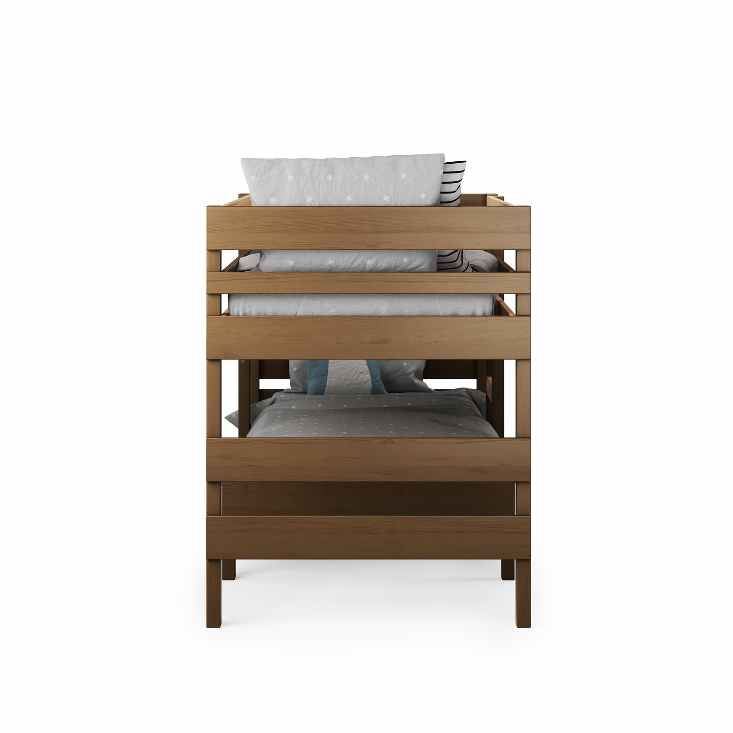 Native Elm low height long-wall bunk bed with clean lines and sturdy wooden slats.