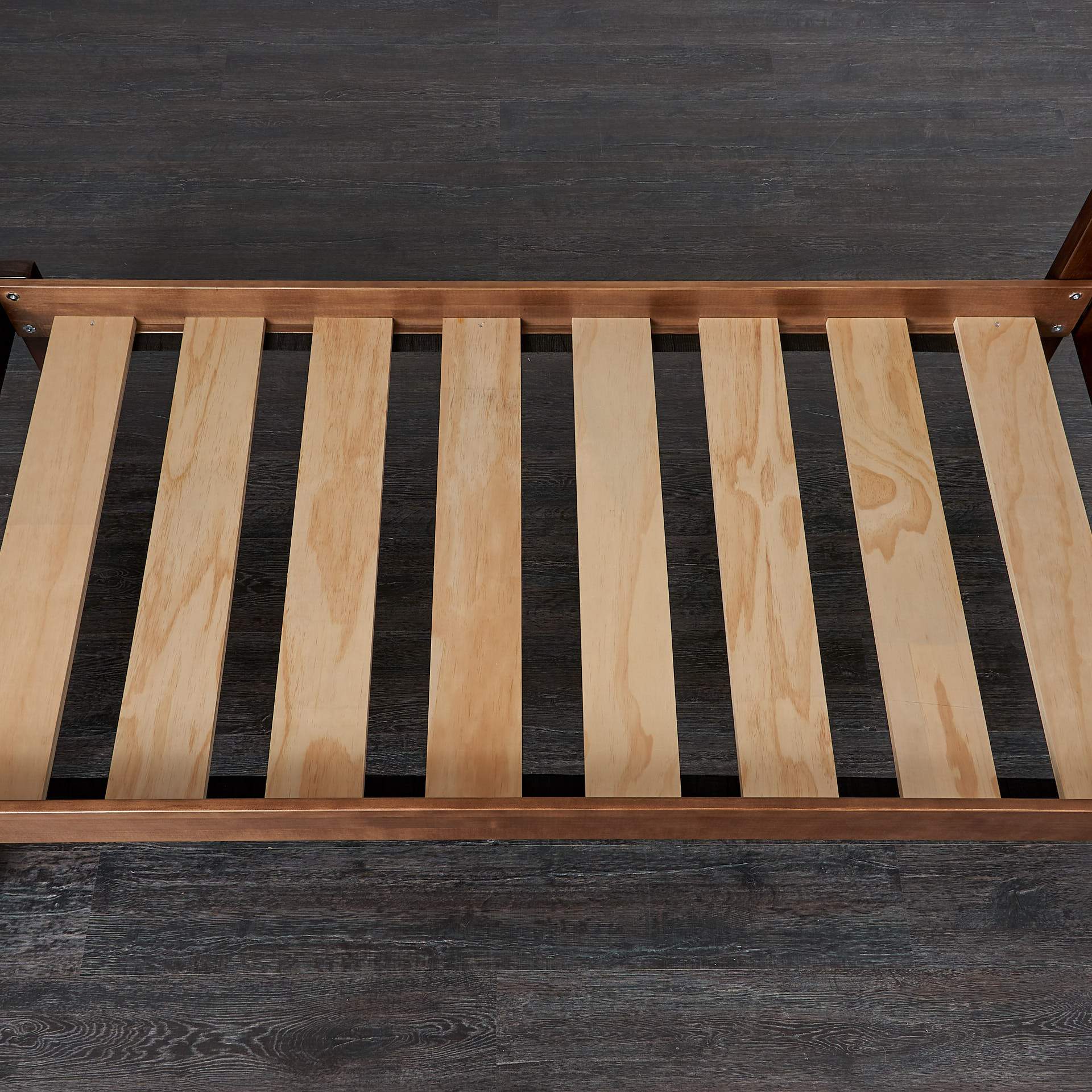 Solid timber slat base view from above