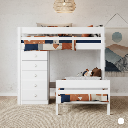 white corner bunk bed with chest in Hobart bedroom