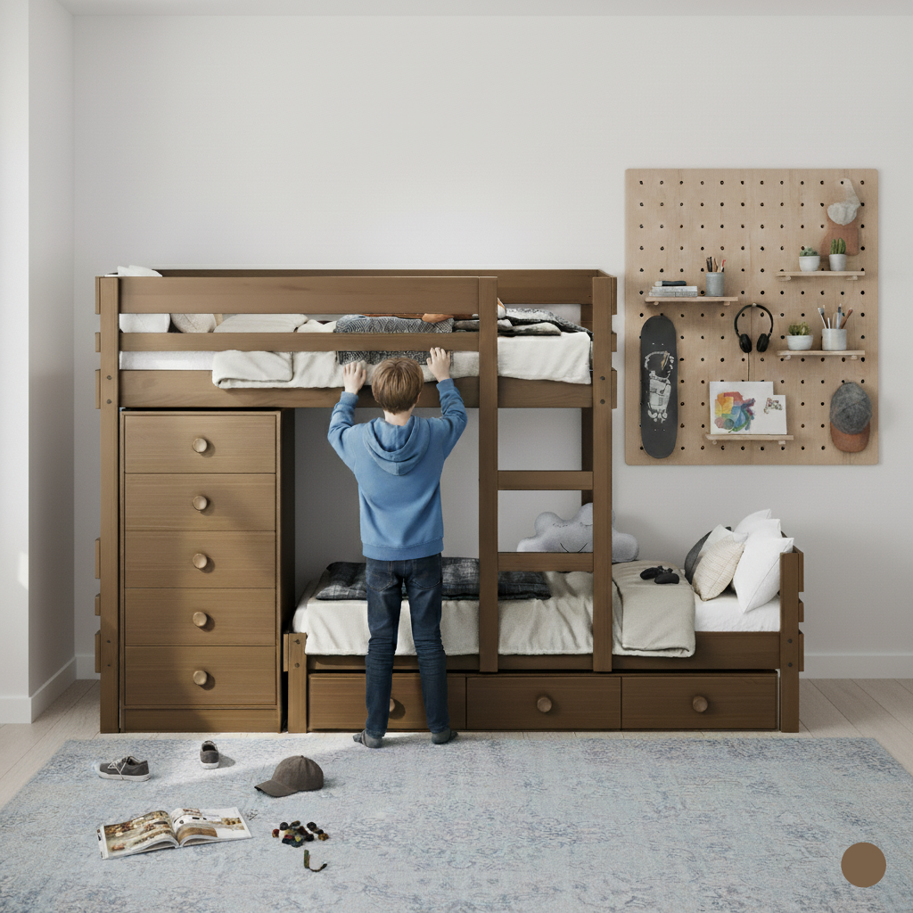 kids exploring solid timber bunk bed in Canberra bedroom