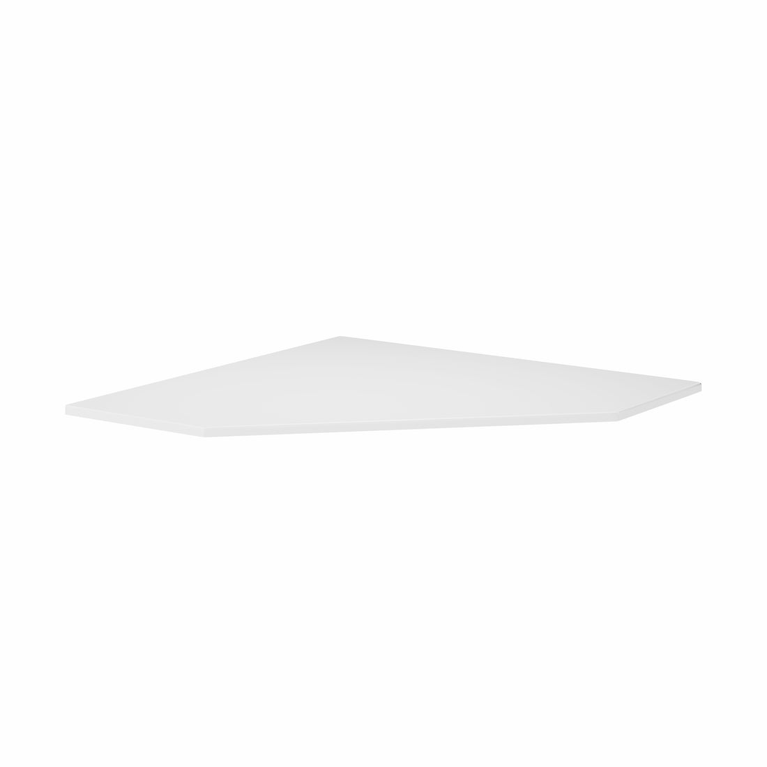 White triangular corner desk designed for bunk bed or loft bed spaces.