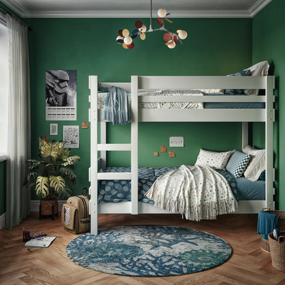 side ladder bunk bed white finish in colourful Adelaide bedroom
