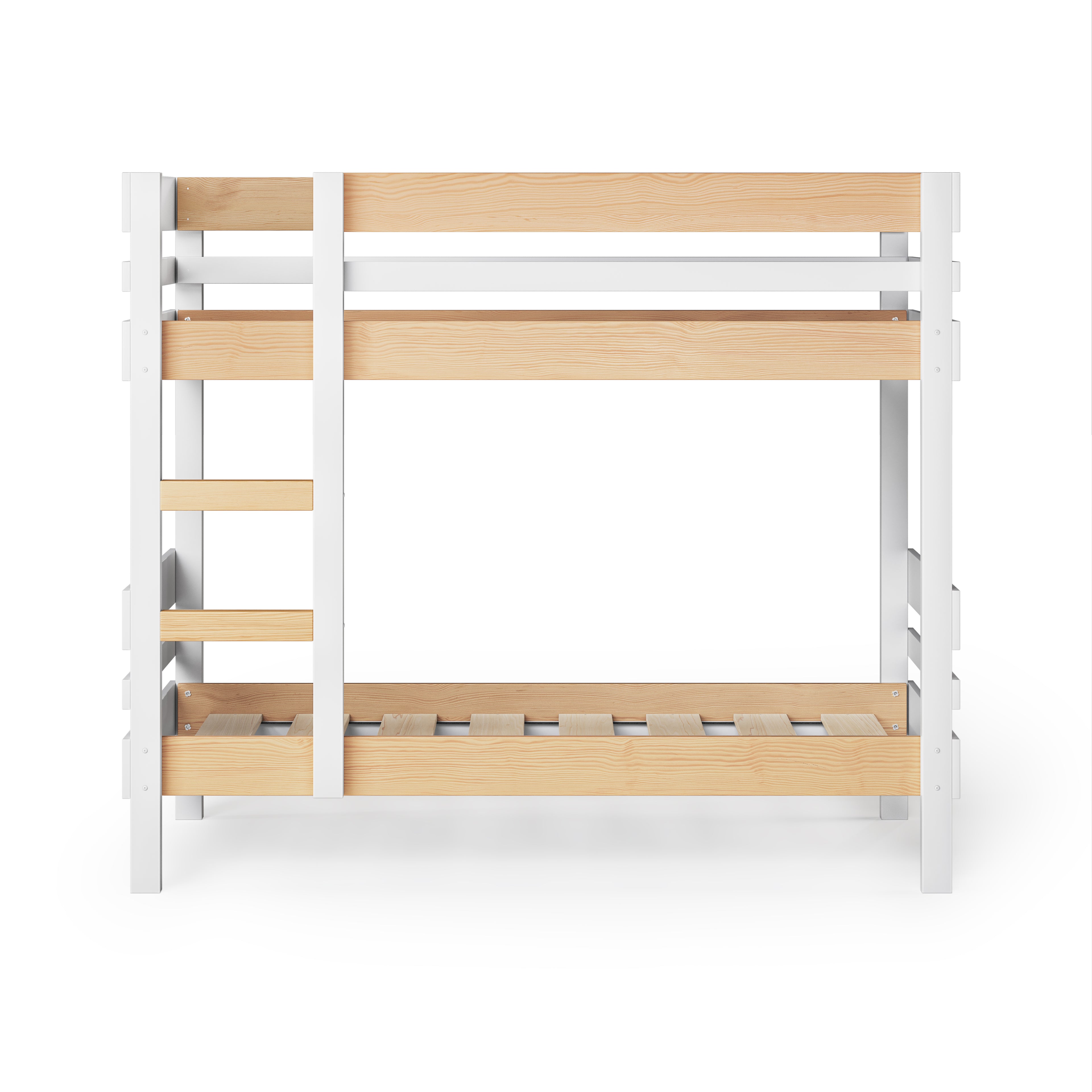 side ladder bunk bed front view undressed finish_nordic
