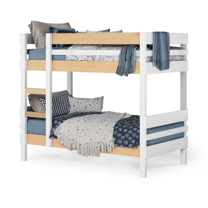 side ladder bunk bed angle view dressed finish_nordic