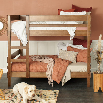 timber double on double side ladder bunk bed front view finish_native-elm