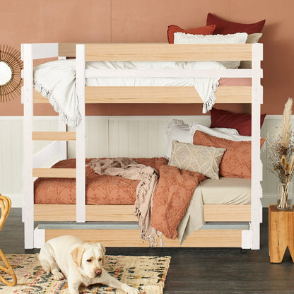 Timber bunk bed with trundle bed. finish_nordic