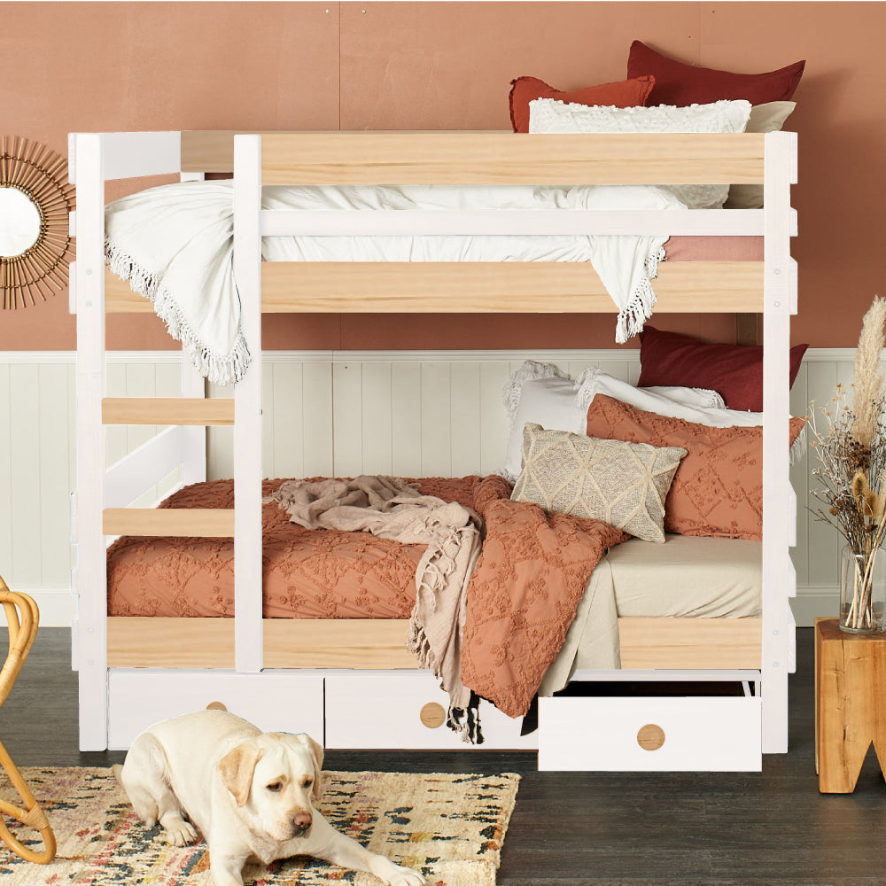 Side ladder access bunk with under bed drawers finish_nordic