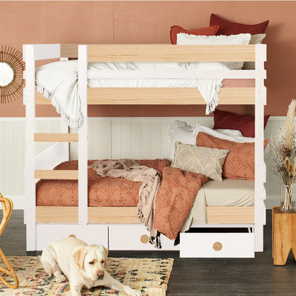 Side ladder access bunk with under bed drawers finish_nordic