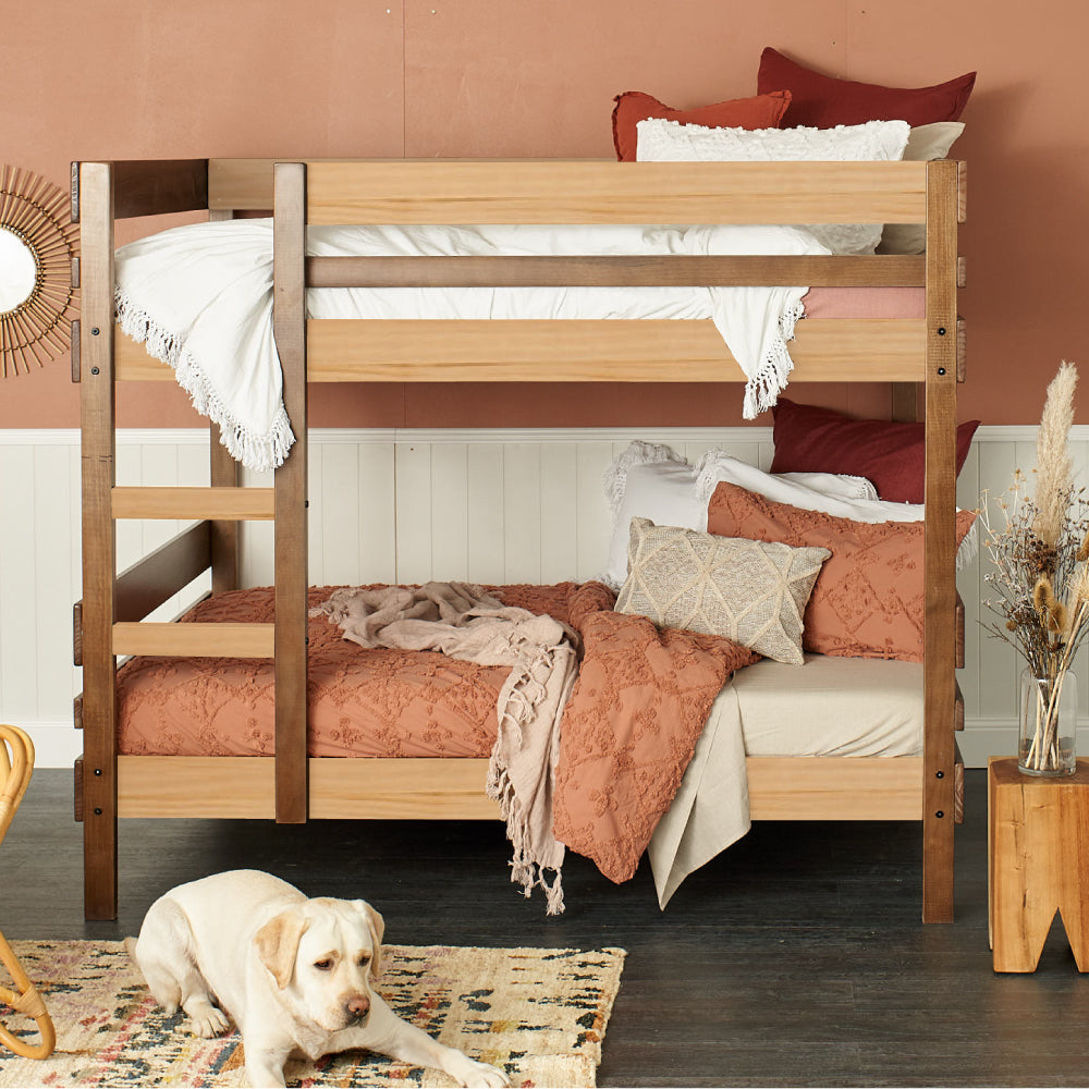 Double on double side ladder bunk bed finish_elm-clear