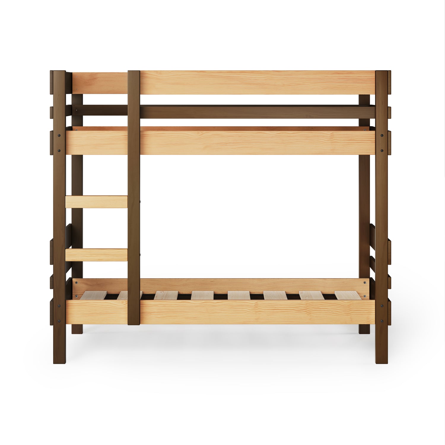 side ladder bunk bed front view finish_elm-clear