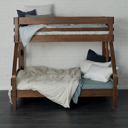 Single over double bunk bed in elm finish