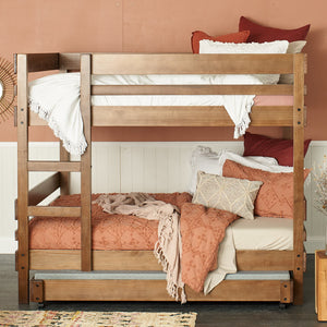 Double Bunk Bed with Trundle Bed